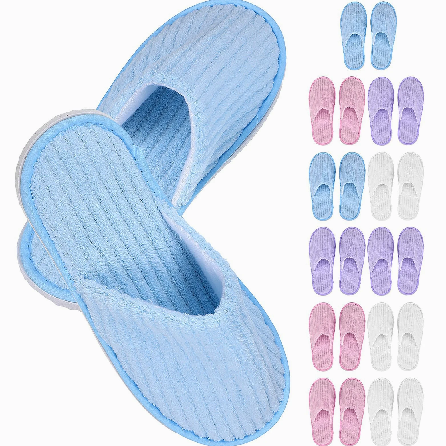 LIFKOME Pantofole Usa e Getta Antiscivolo 12 Paia Multicolore per Ospiti Spa e Hotel Leggere e Monouso in Pile Confortevole per Casa Pedicure e Viaggi