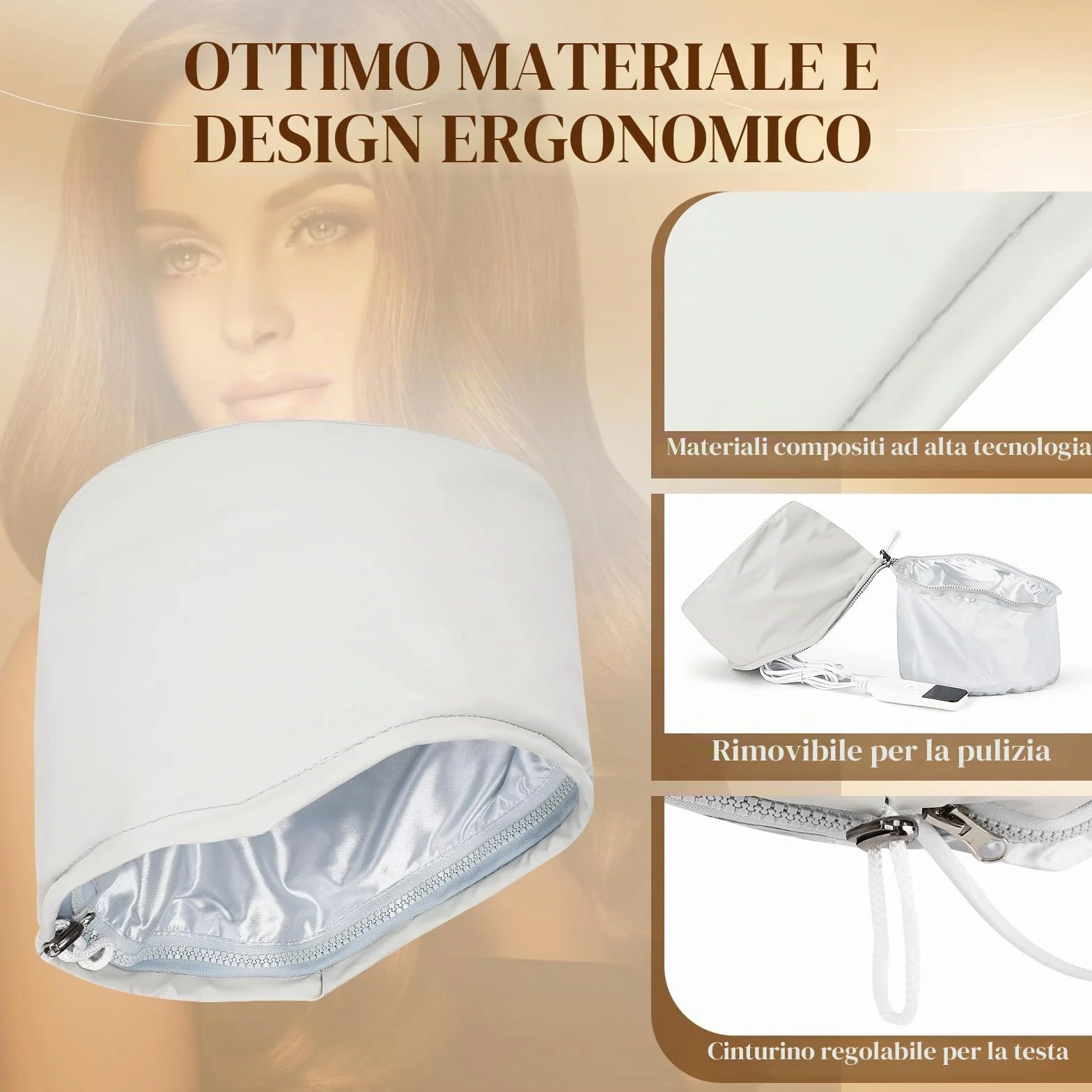 Cappellino per Capelli Elettrico, Trattamento per Capelli Caldi SPTHTHHPY, 2 temperature regolabili SPA Multifunzionale di Bellezza Nutrizionale dei Capelli del Cappello a Vapore