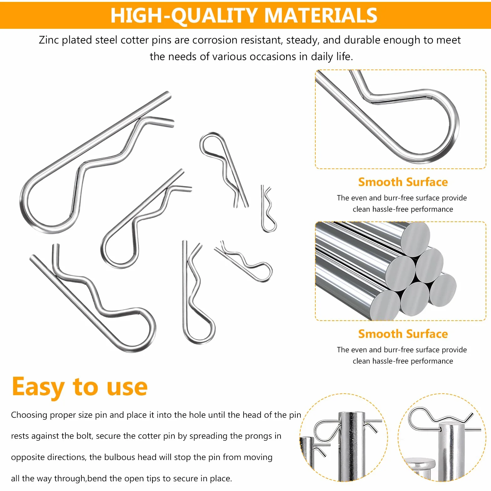 Coppiglie Acciaio Inox 390 Pz Cotter Pins Spaccate Perni Divisi Sicurezza R