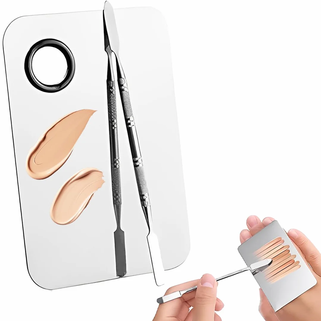 Paletta Di Miscelazione Per Il Trucco, Paletta Per Il Trucco, Paletta Cosmetica Con Spatola Paletta Per Il Trucco Spatola In Acciaio Inox E Paletta Set Di Strumenti Professionali