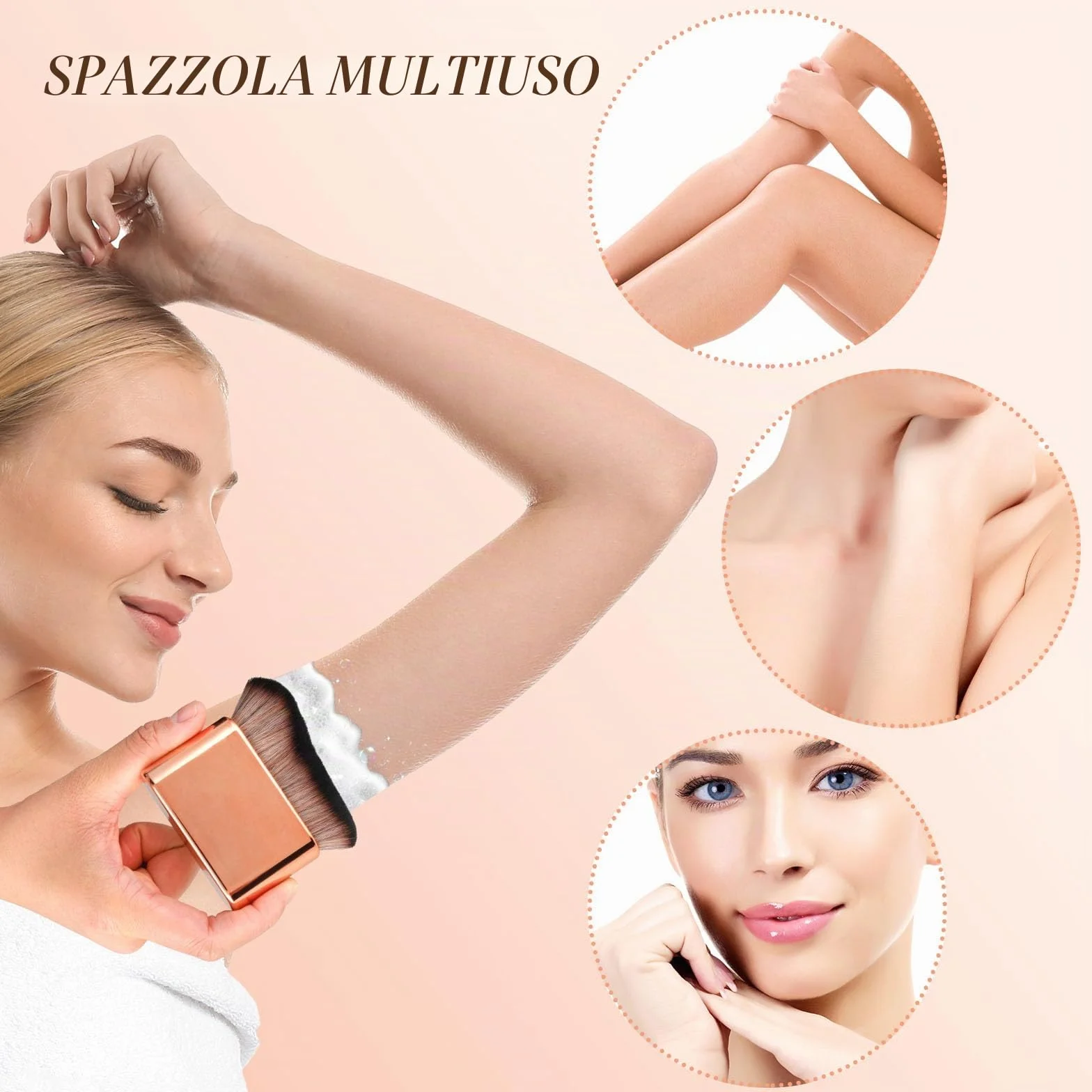 Pennello per abbronzatura, pennelli per il trucco del corpo, pennello autoabbronzante Kabuki, pennelli per fondotinta, miscele di trucco e applicatore per abbronzatura per corpo e gambe, per