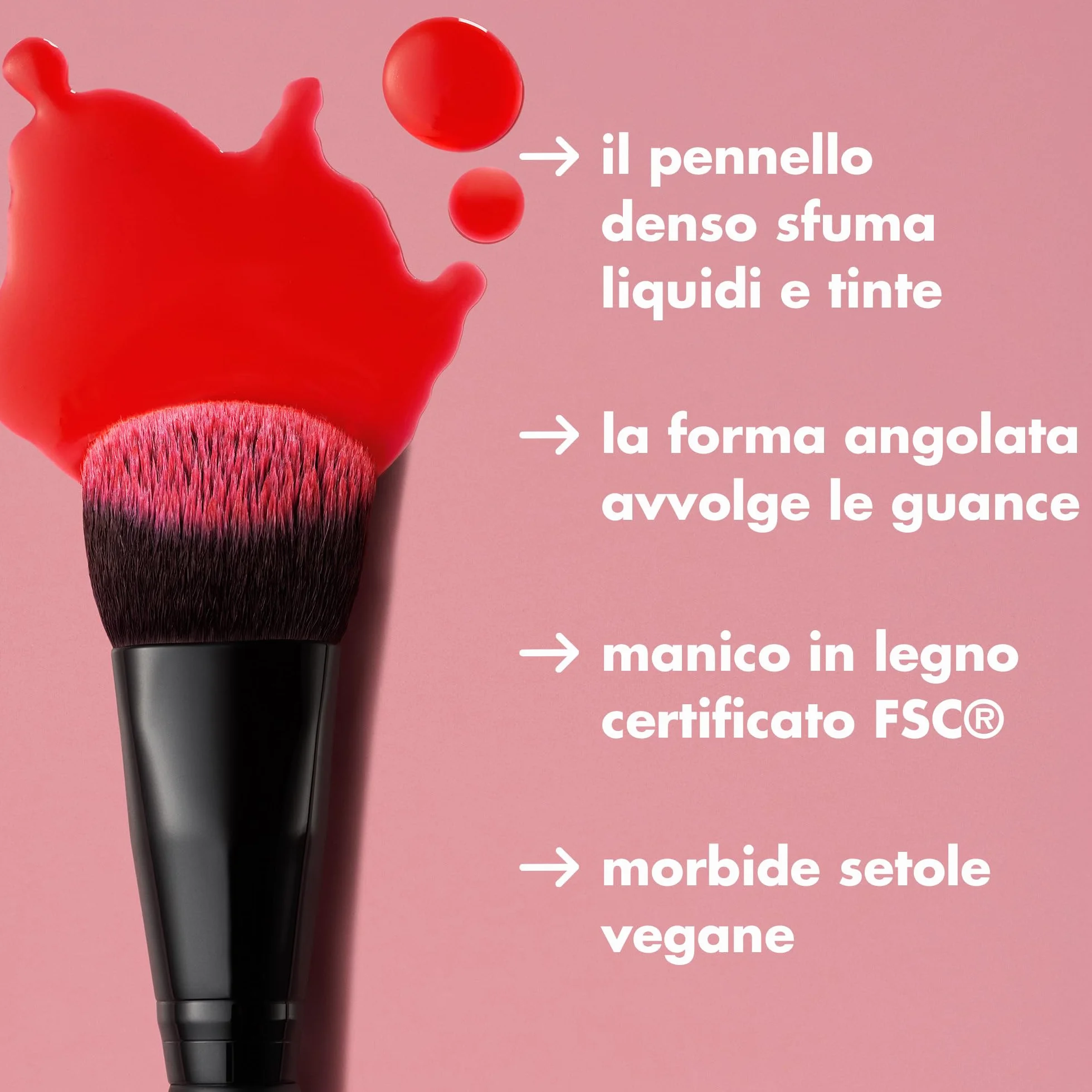 e.l.f. Stain & Tint Blending Brush, pennello per blush liquido per sfumare e creare un finish impeccabile, con setole sintetiche, prodotto vegano e non testato sugli animali