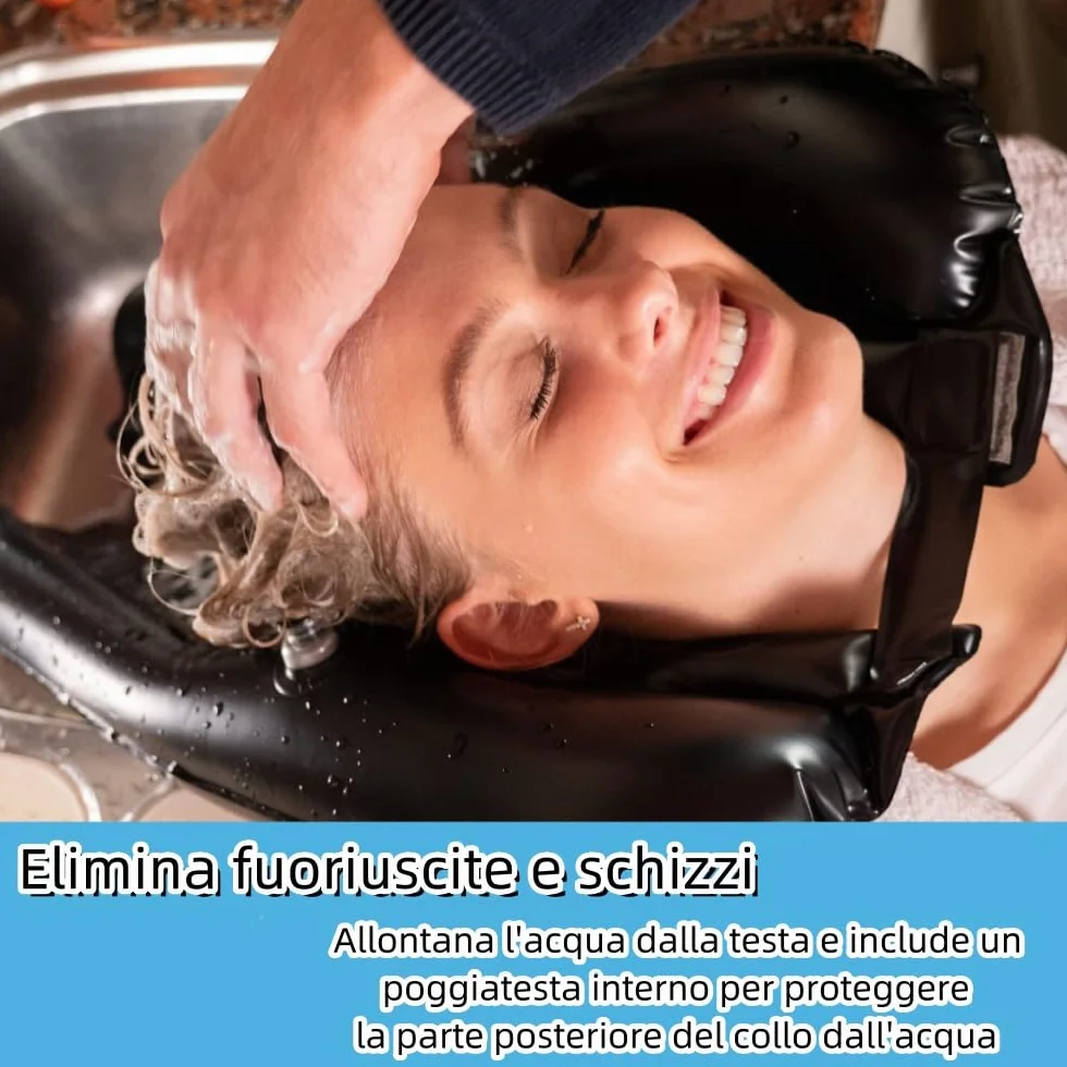 Lavacapelli da Viaggio Pieghevole, Poggiatesta per Lavare Capelli Lavandino Casa, Per Testa Anziani, Donne Incinta, Bambini, Infortunati nero