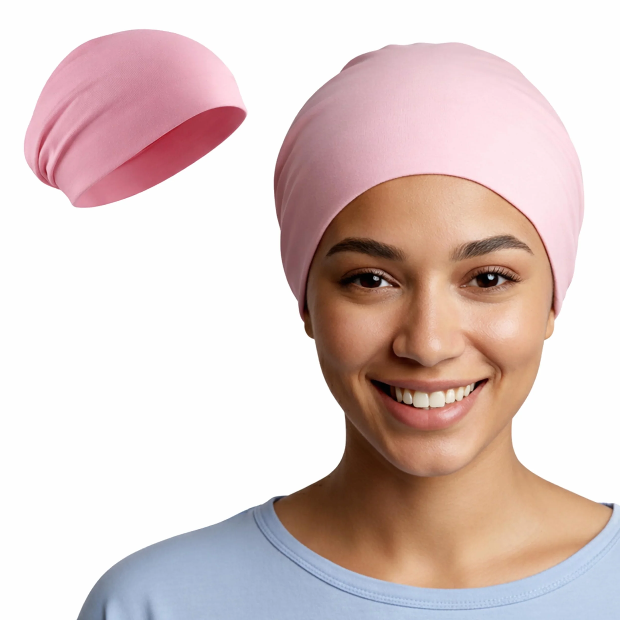Cuffia Capelli Ricci Notte - Cuffia per Dormire Capelli Ricci, Mossi o Lisci, Anche con i Bigodini - Cappello da Notte Donna in Tessuto Morbido e Confortevole, Rosa