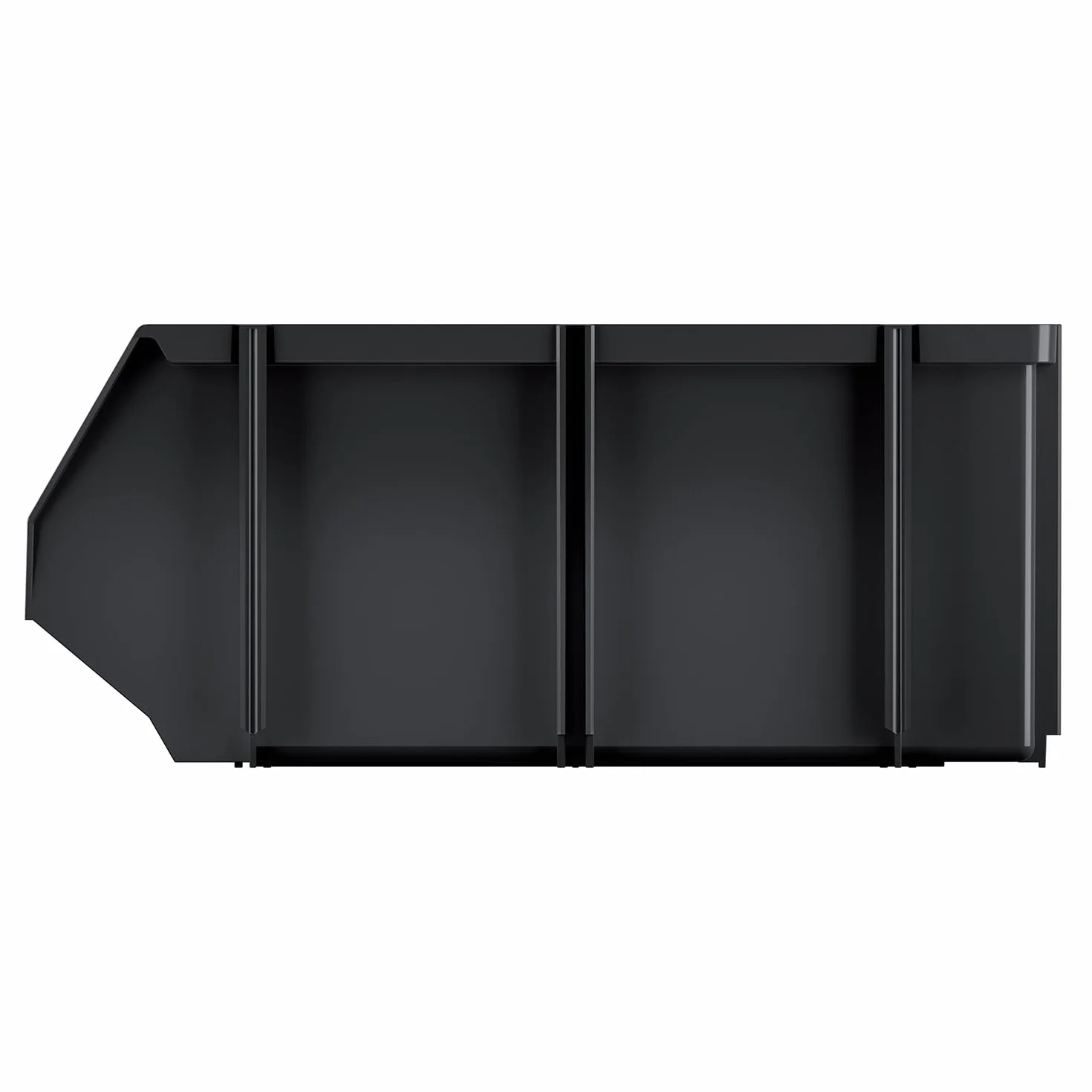Set di 4 Contenitori a Bocca di Lupo 30x45x19 cm Sovrapponibili Nero Plastica