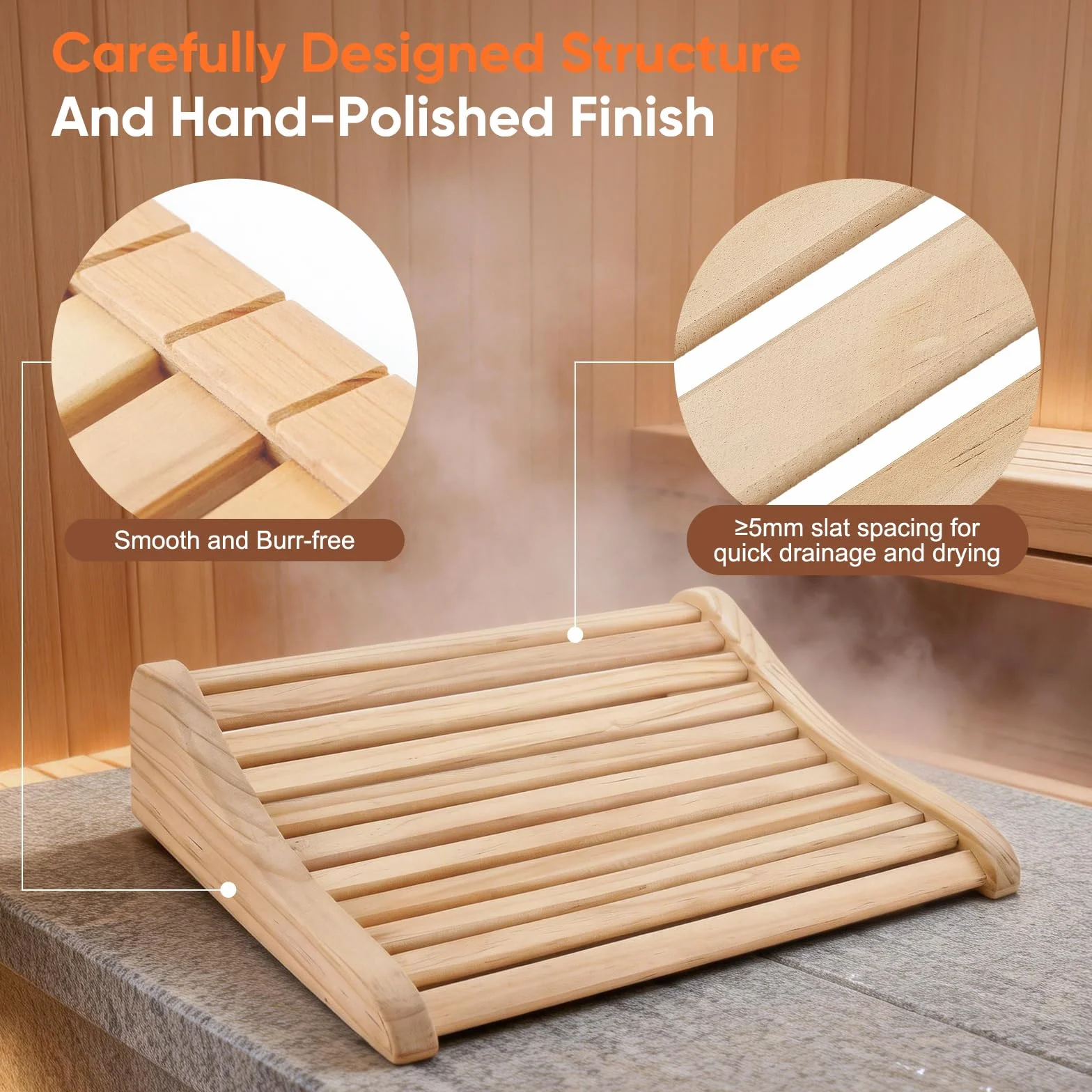 Poggiatesta Sauna in Legno 2 Pezzi, Cuscino Testa Cedro Naturale 37x33x10cm