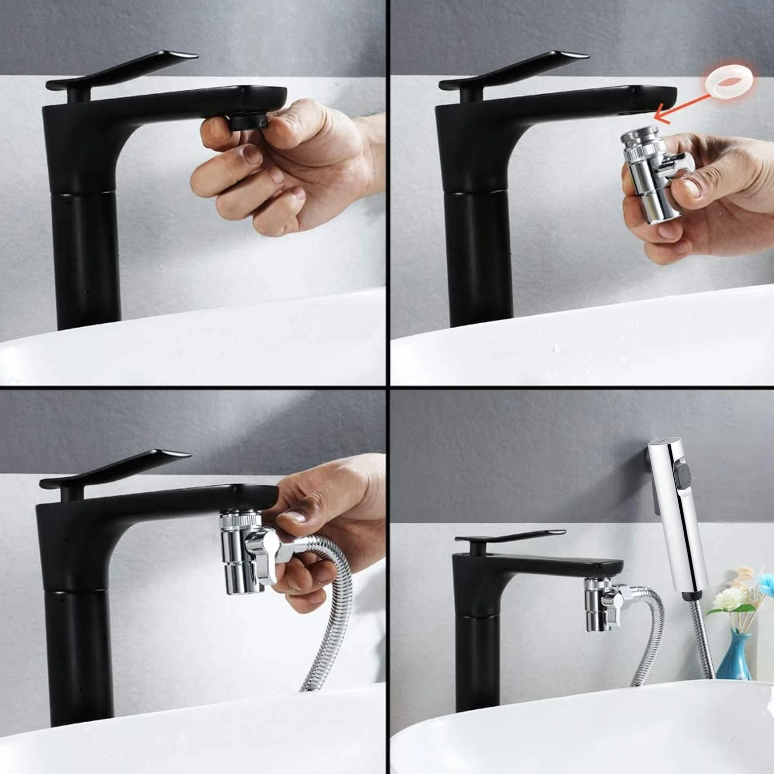 Bidet Portatile Kit Doccetta ABS Spruzzatore Bidet WC Doppia Modalità con Deviatore Doccia 2 Vie Tubo Flessibile 150 cm