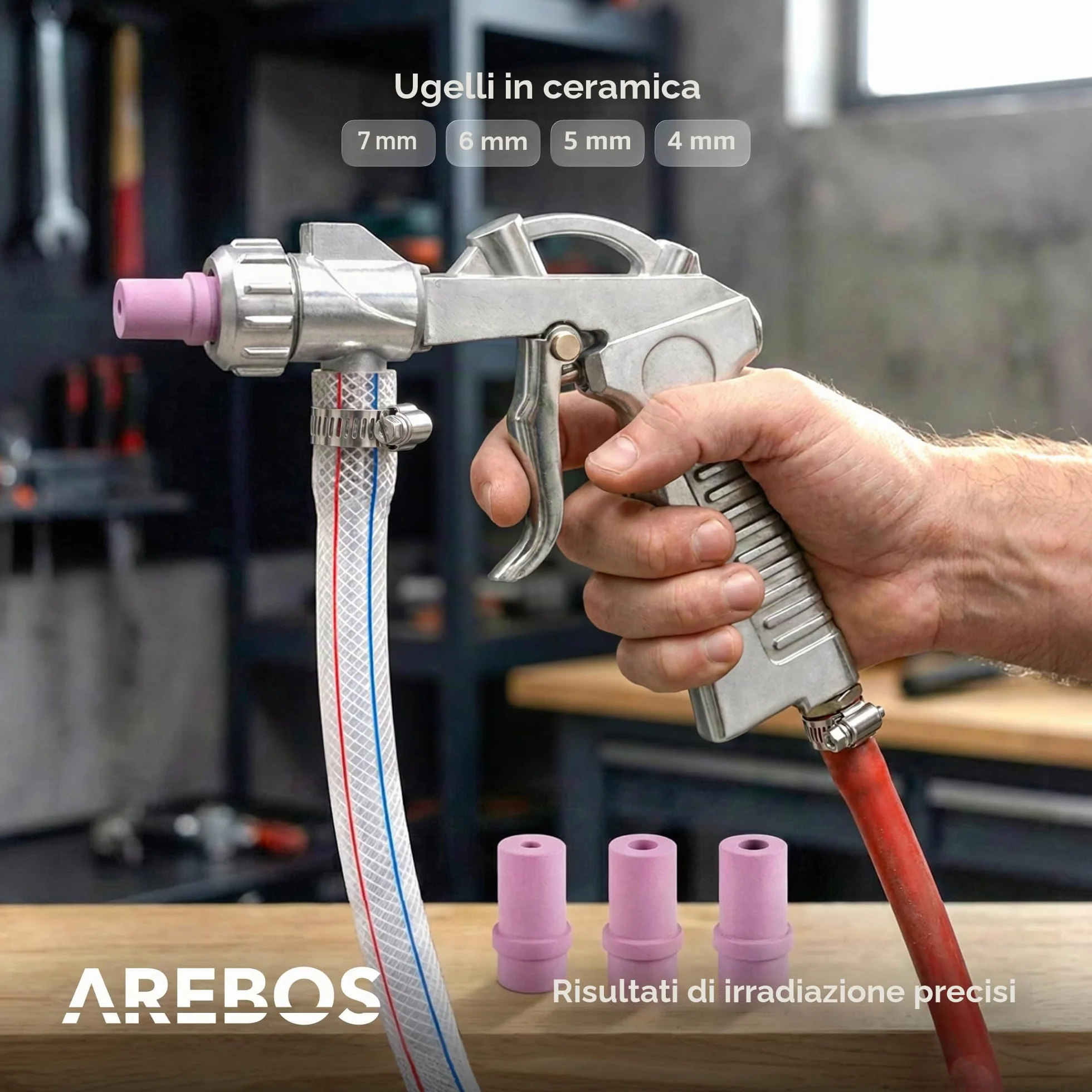 Arebos Cabina sabbiatrice 90 litri Sabbiatrice pistola getto 4 ugelli ceramica