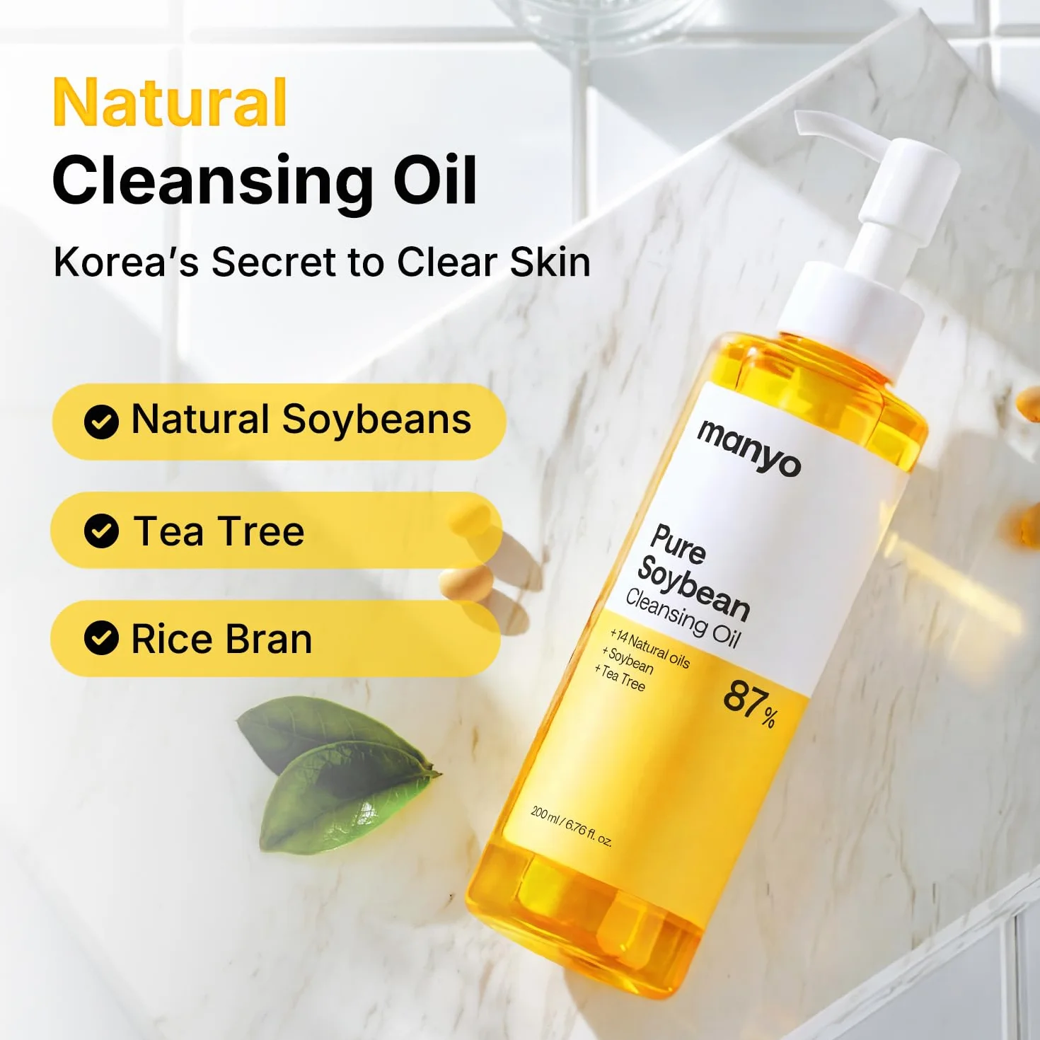 MA:NYO Detergente per il viso coreano con olio puro, scioglimento dei punti neri, rimozione quotidiana del trucco con olio di argan, per la cura della pelle delle donne 6.7 fl oz