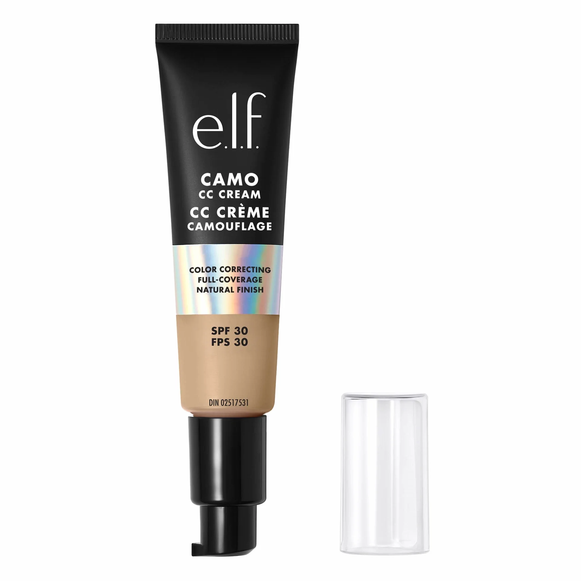e.l.f. Camo CC Cream | Fondotinta correttore con coprenza da media a totale e SPF 30, Light 205 N, 30 g (1,05 oz)