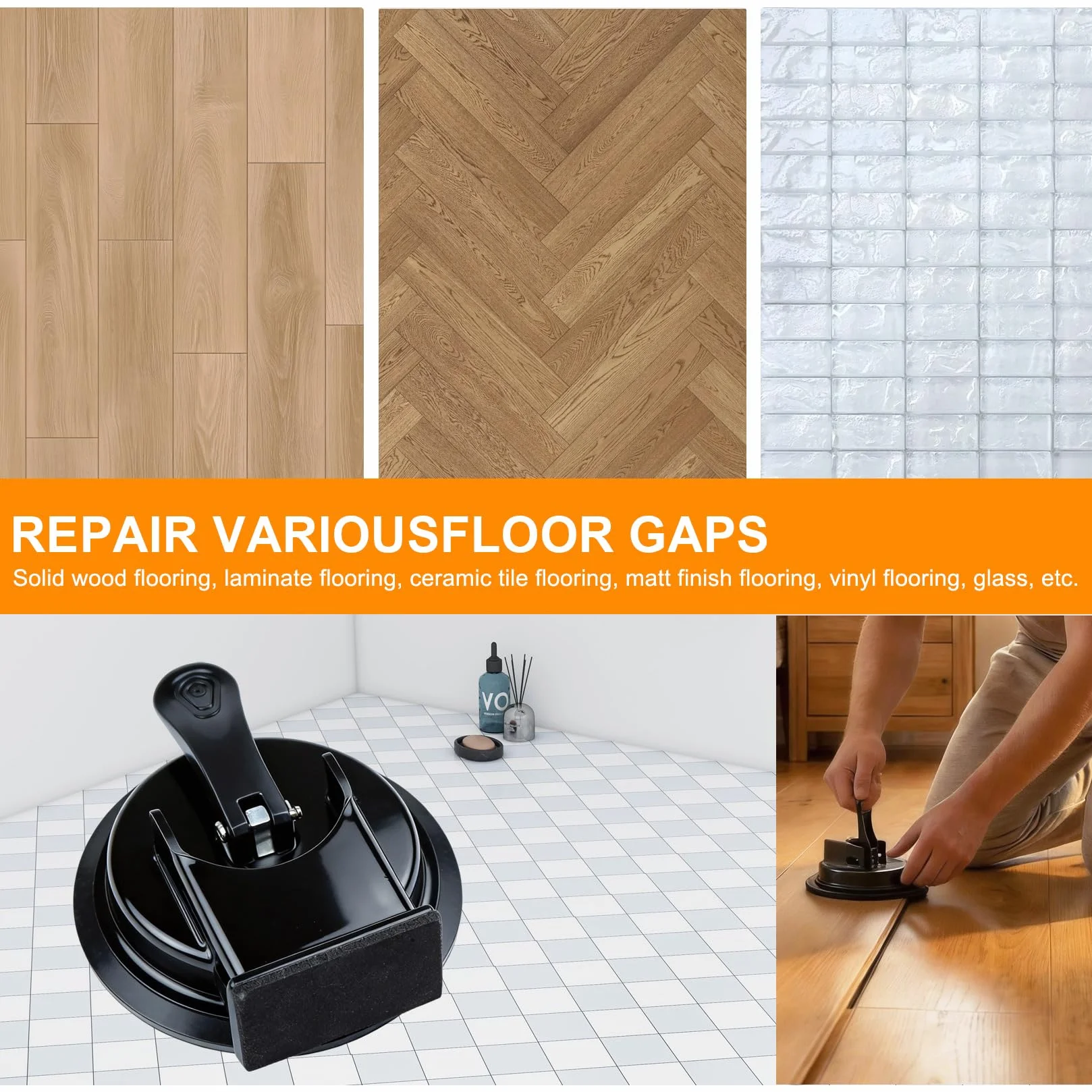 Aspirapolvere per Laminato con Ventosa, Ripara Giunti Piastrelle in Legno, Utensile per Vinile e Pavimenti
