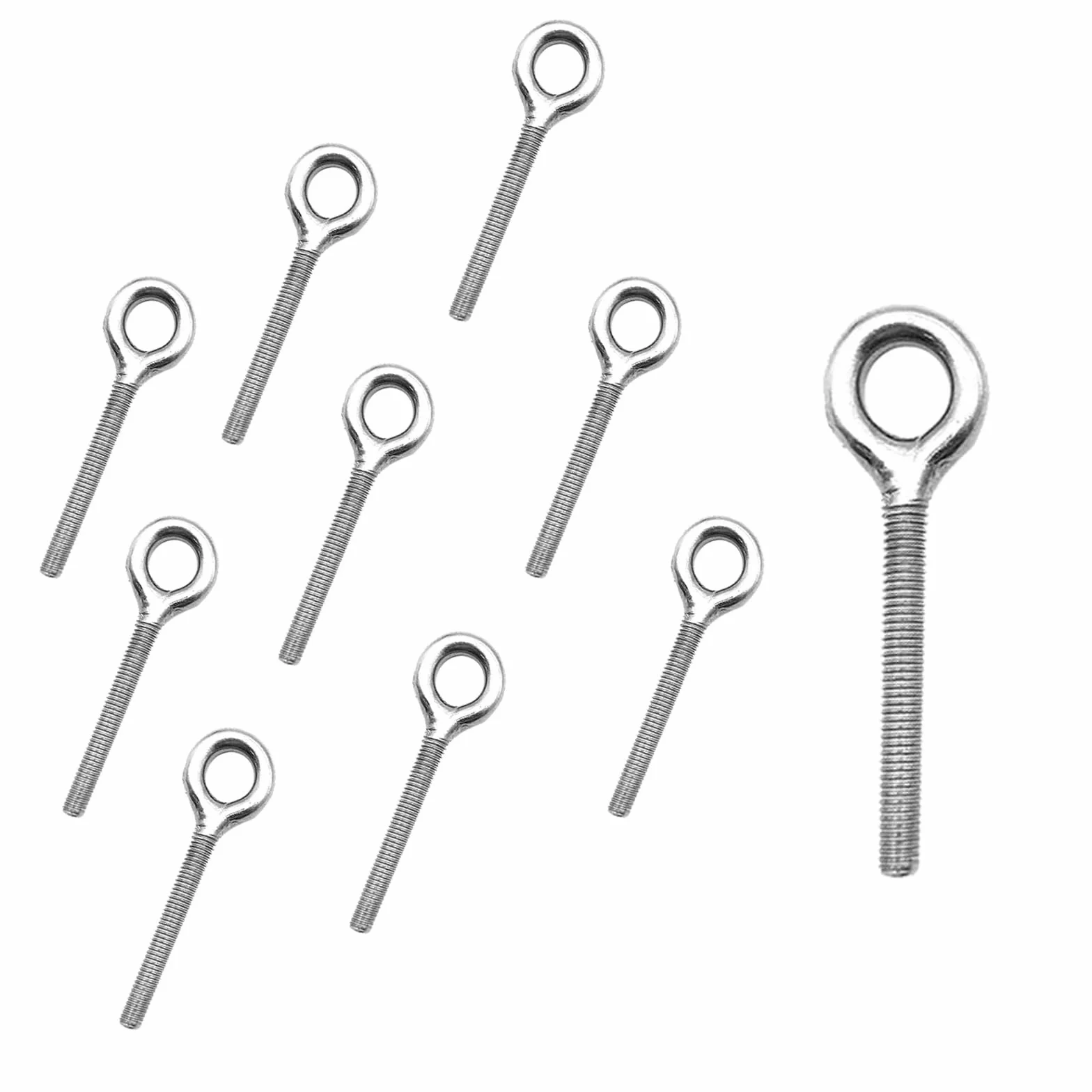 Bulloni a Occhiello Lunghi M4 304 Acciaio Inox 10 Pezzi per Esterni