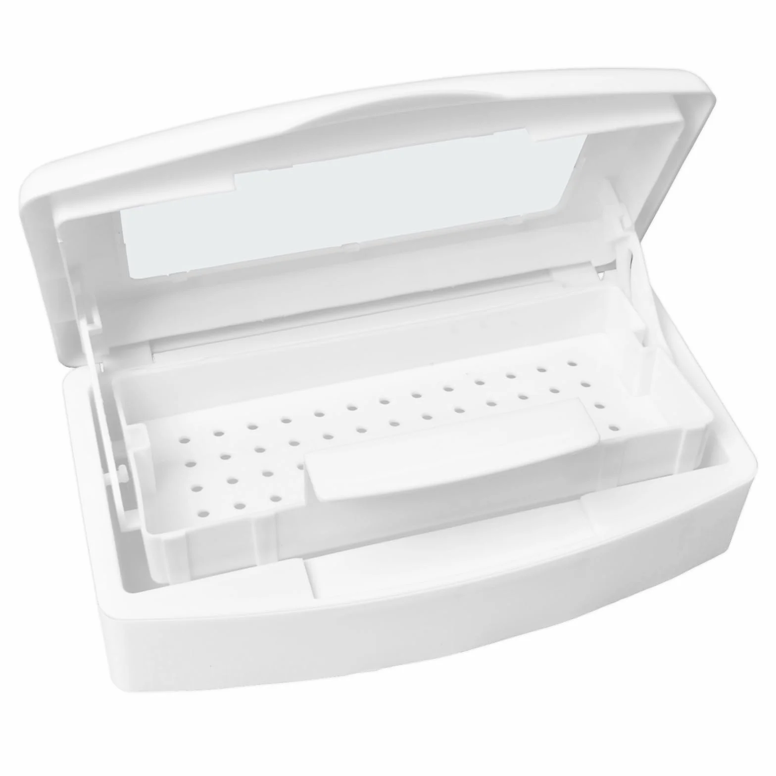Vassoio Manicure, vassoio di sterilizzazione, Scatola di Disinfezione in Plastica, per Salone di Bellezza Manicure Capelli Strumenti Medici Manicure Laboratorio Articoli di pulizia (Bianco)