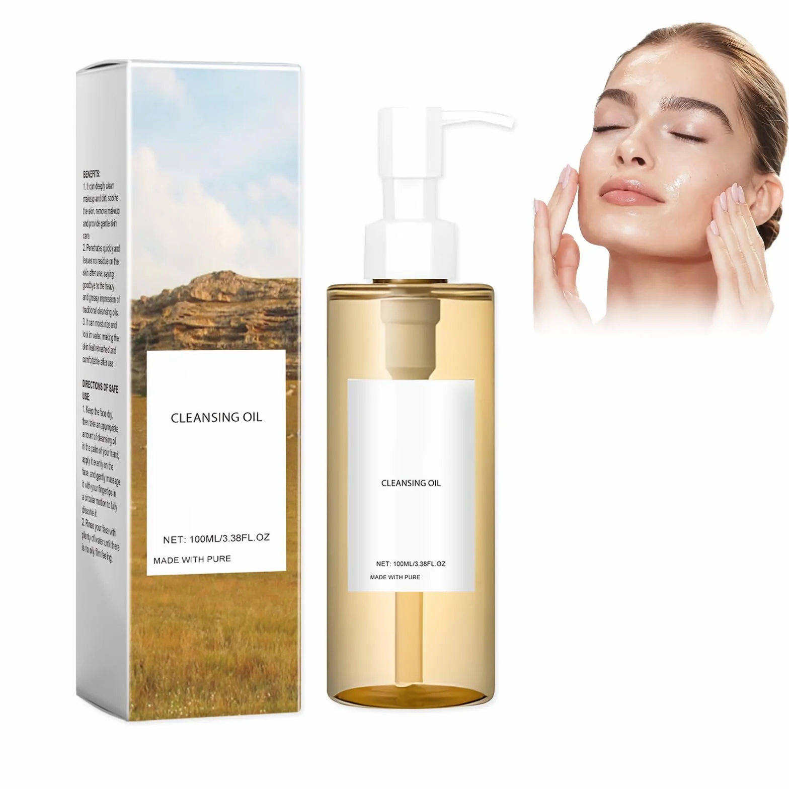 Olio per pulizia, Olio per pulizia anti-pori, Olio per pulizia trucco Centella Asiatica, Pulisce, Cura, Previene la secchezza - Con delicati agenti sovragrassanti Cleansing Oil