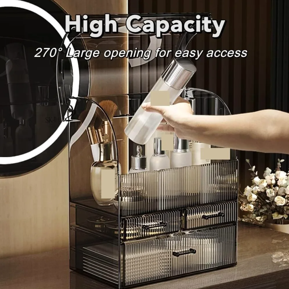 Organizer Trucchi Organizzatore per Il Trucco Vetrina per Cosmetici in Acrilico con Cassetti Scatola per Trucco con Copertura Impermeabile Organizer Trucco
