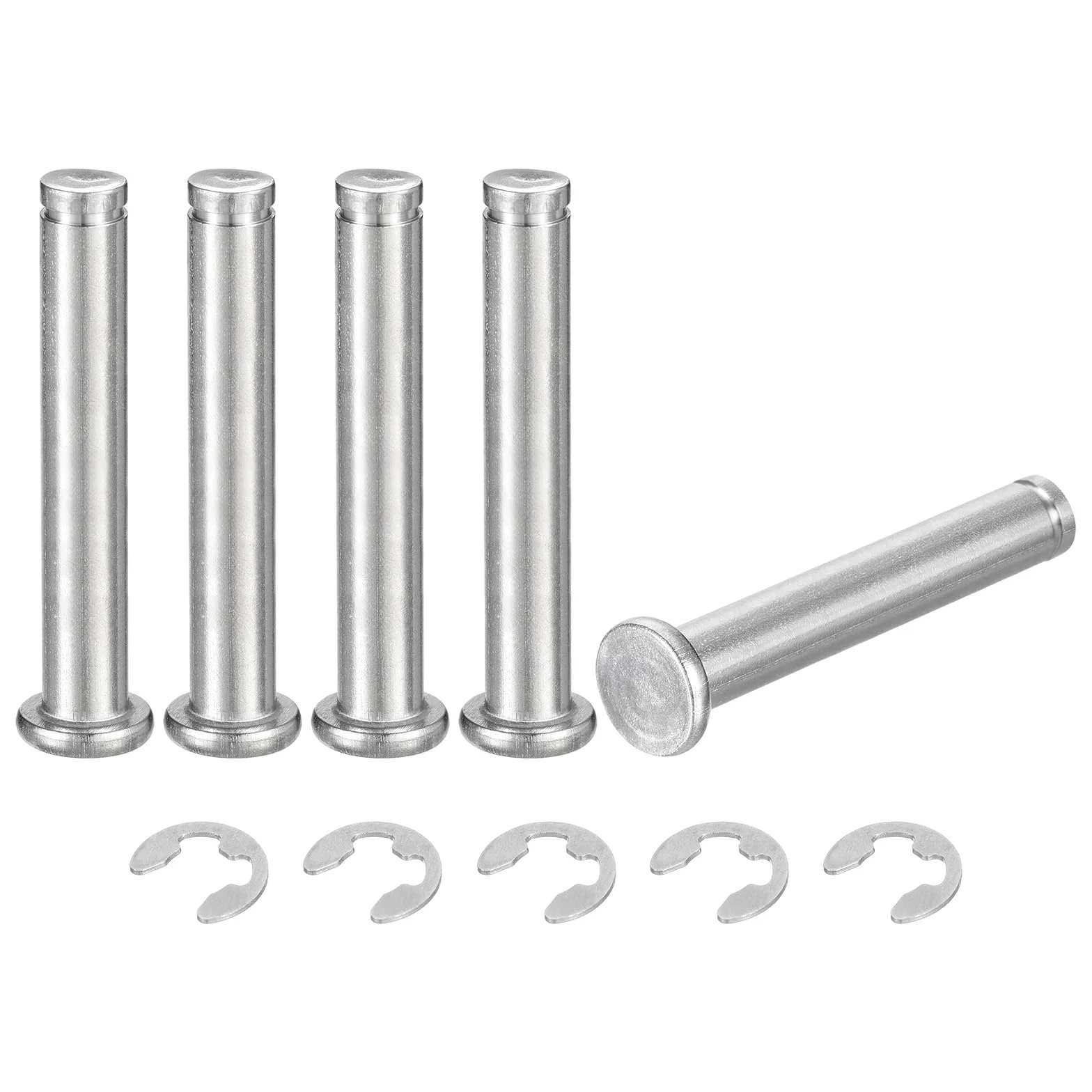 QUARKZMAN M8x50mm Perno Posizionamento Cilindrico Acciaio Inossidabile 304, Testa Piatta con Ring Fissaggio, Argento