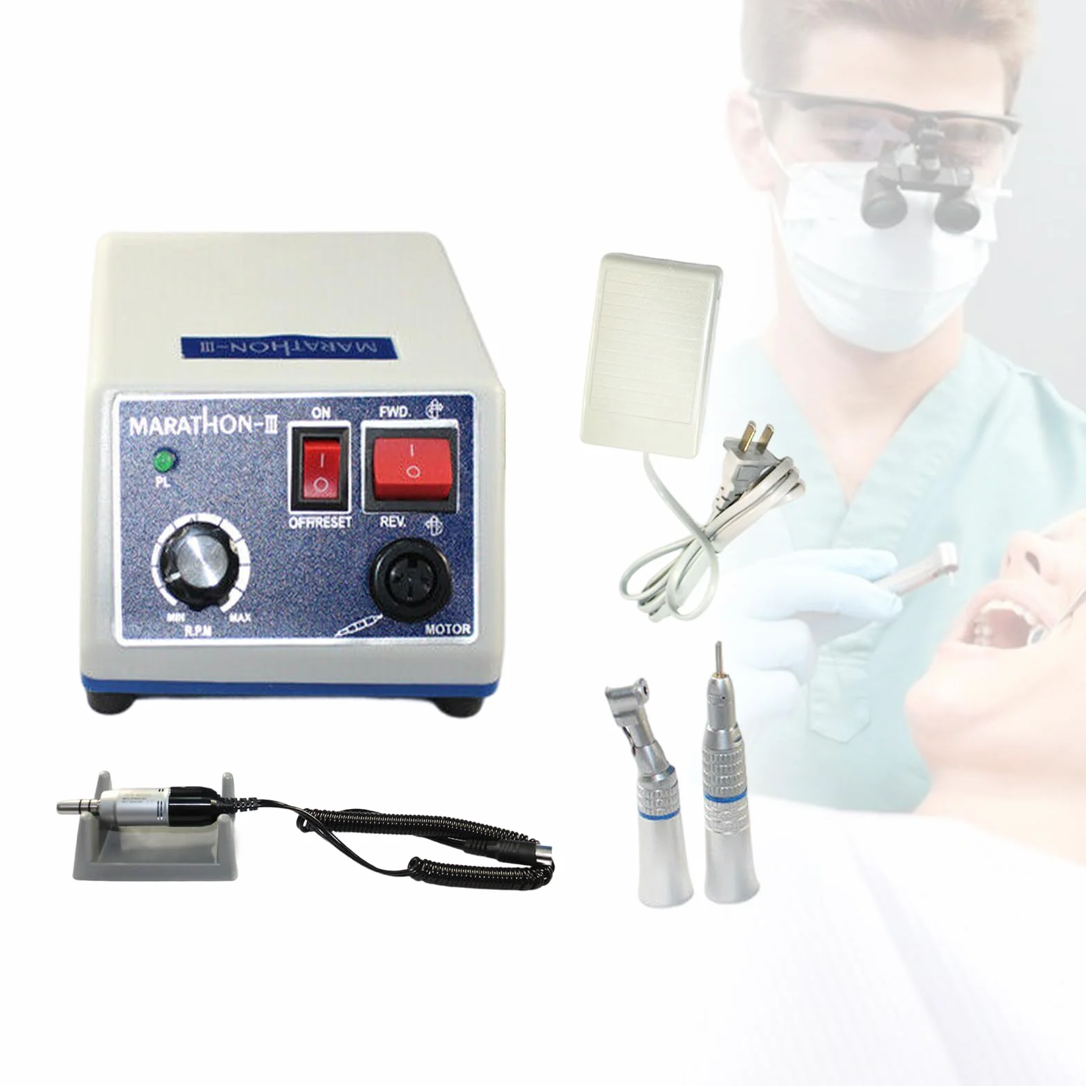 Laboratorio Micromotore Elettrico 0-35000 Giri/min Rettifica Regolabile Lucidatura Portatile con Lucidatrice +2 Teste +10 Fresas Carburo
