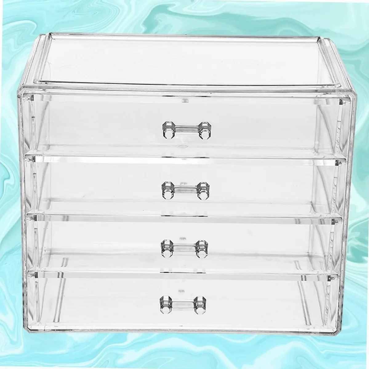 Organizer Cosmetico in Acrilico Trasparente a 4 Cassetti Grande | Uso Domestico, Design Pulito e Struttura Cassetti, Ampio Spazio per Accessori e Articoli di Bellezza