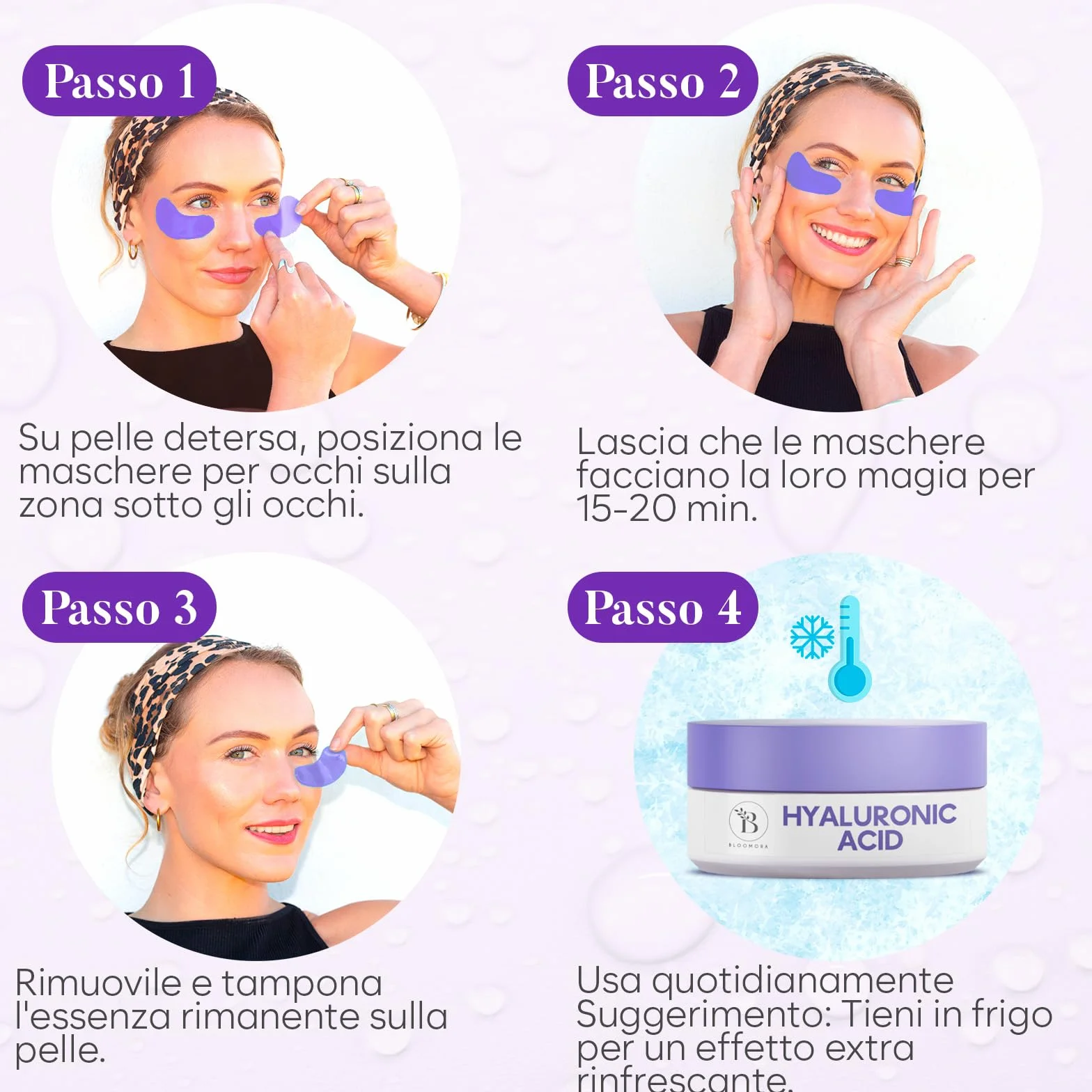 Patch Occhi Acido Ialuronico (30 Paia, 60 Pezzi) – Eye Mask Idratante e Levigante, Patches Occhiaie e Borse, Maschera Occhi in Gel Rimpolpante per Donne
