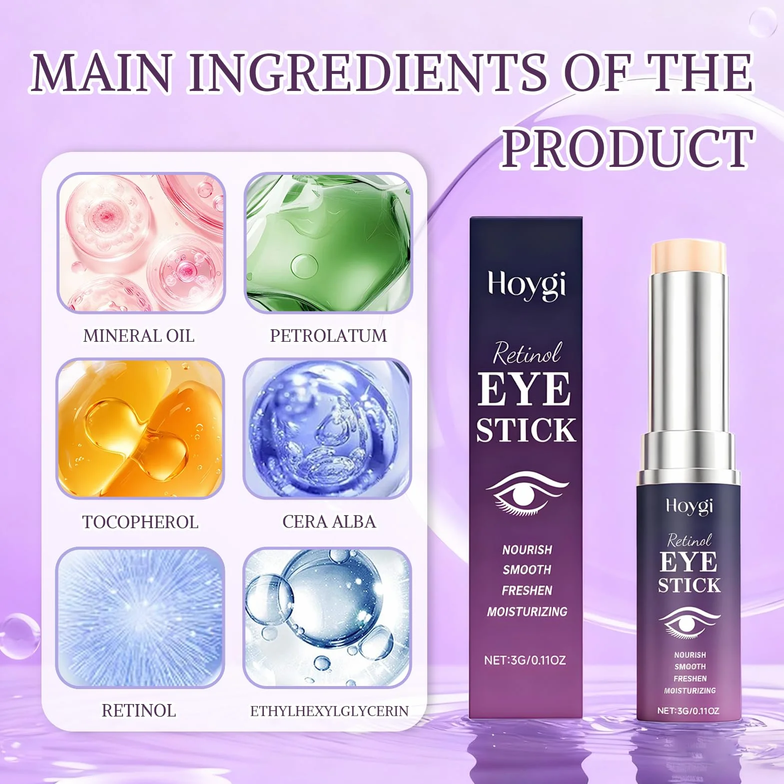 2 Pezzi Retinolo Stick per Occhi, Anti Aging Retinolo Eye Cream, Hydrating Eye Stick, Riduzione Delle Cricche Scure E Delle Borse, Adatto a Tutti i Tipi di Pelle
