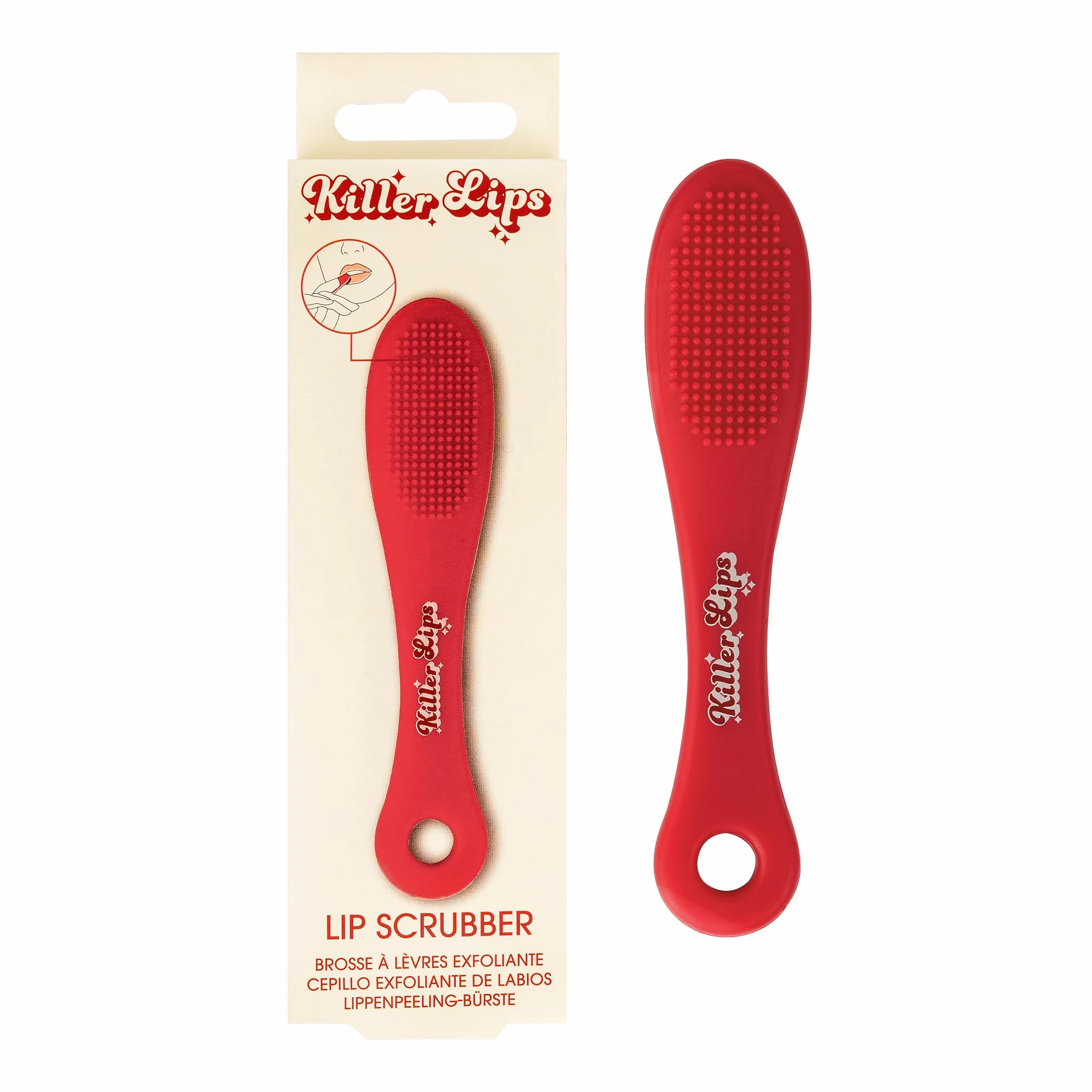 KILLER LIPS Scovolino per labbra e rossetti, Scrub lips, Silicone, Morbido, Rosso