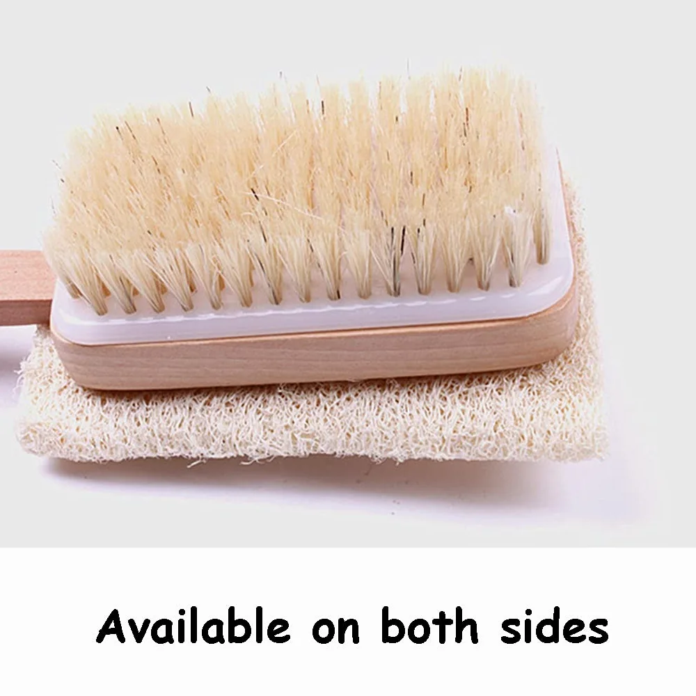 Spazzole per Il Corpo a Doppia Faccia Capelli con setole Naturali e luffa, Spazzola da Bagno in Legno pulisci Facilmente Il Corpo, Spazzola per la Pelle con Manico in spago Antiscivolo(42 * 9cm*2)