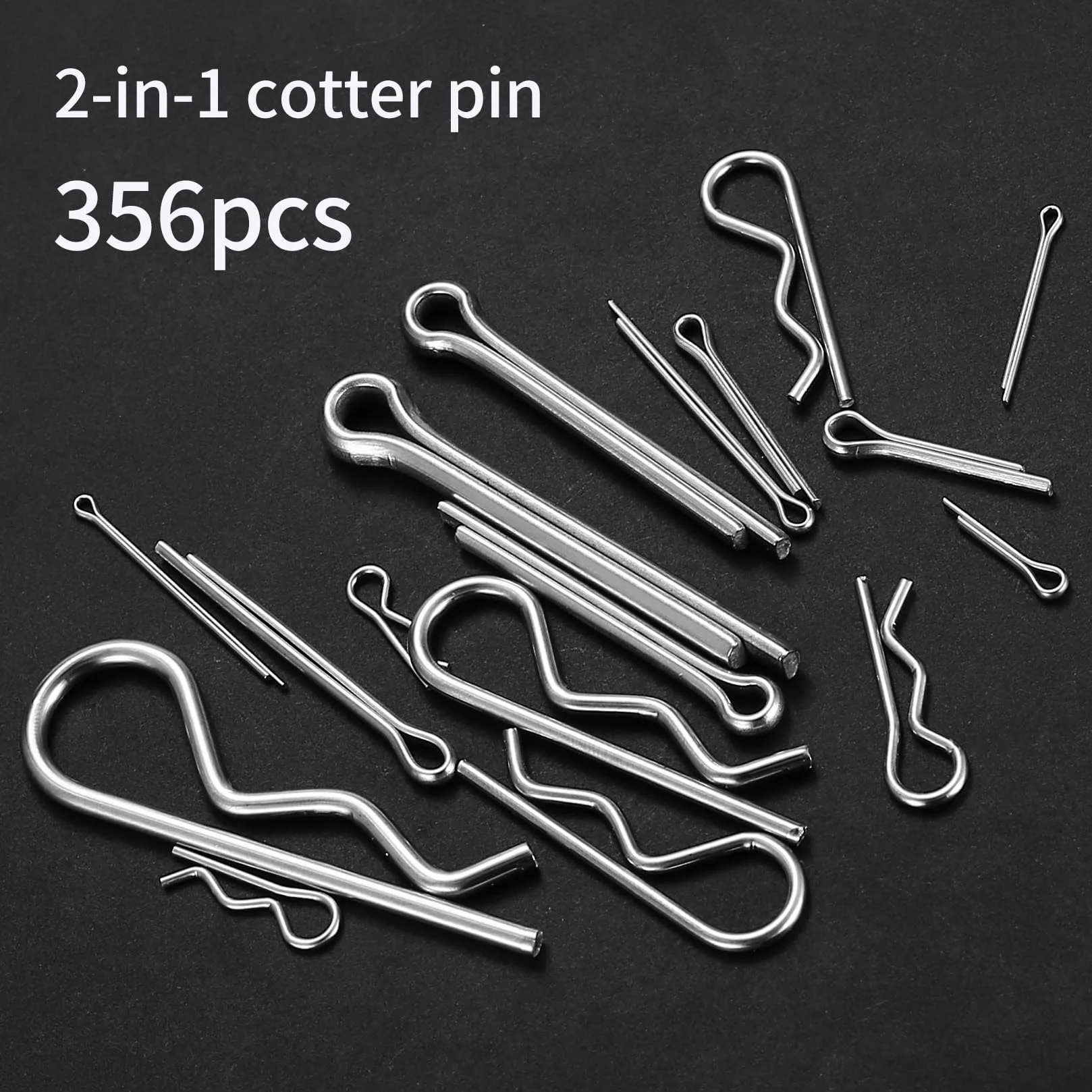 Assortimento di Coppiglie Elastiche Cotter Pins, Spaccate e R Clips Set per Trattori Auto