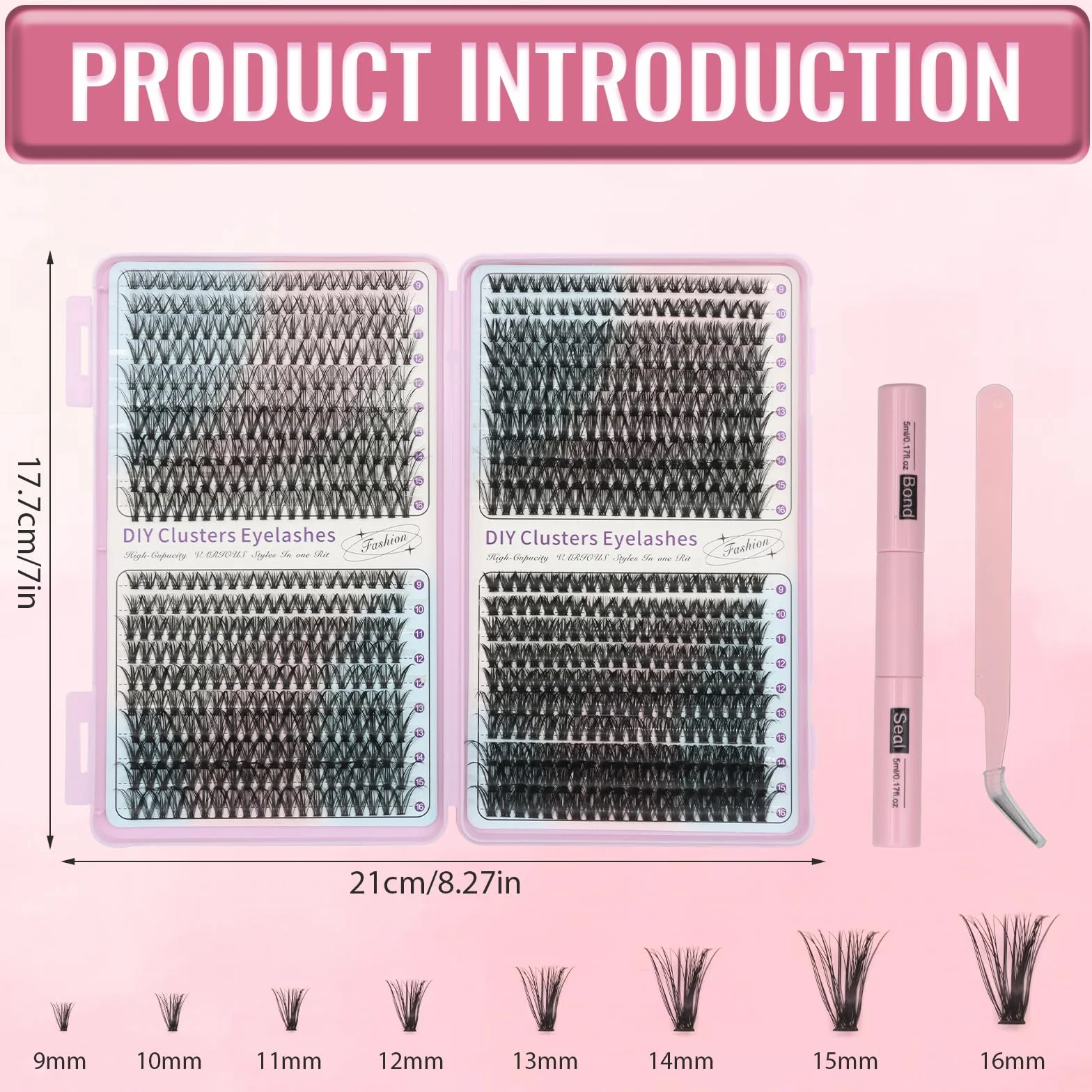 VEGCOO 800 Pezzi Ciuffetti Ciglia Finte Kit, 30D-40D-50D-60D DIY Kit Extension Ciglia, 9-16mm Curl Ciglia Finte Ciuffetti per Uso Personale e Domestico Lash Clusters