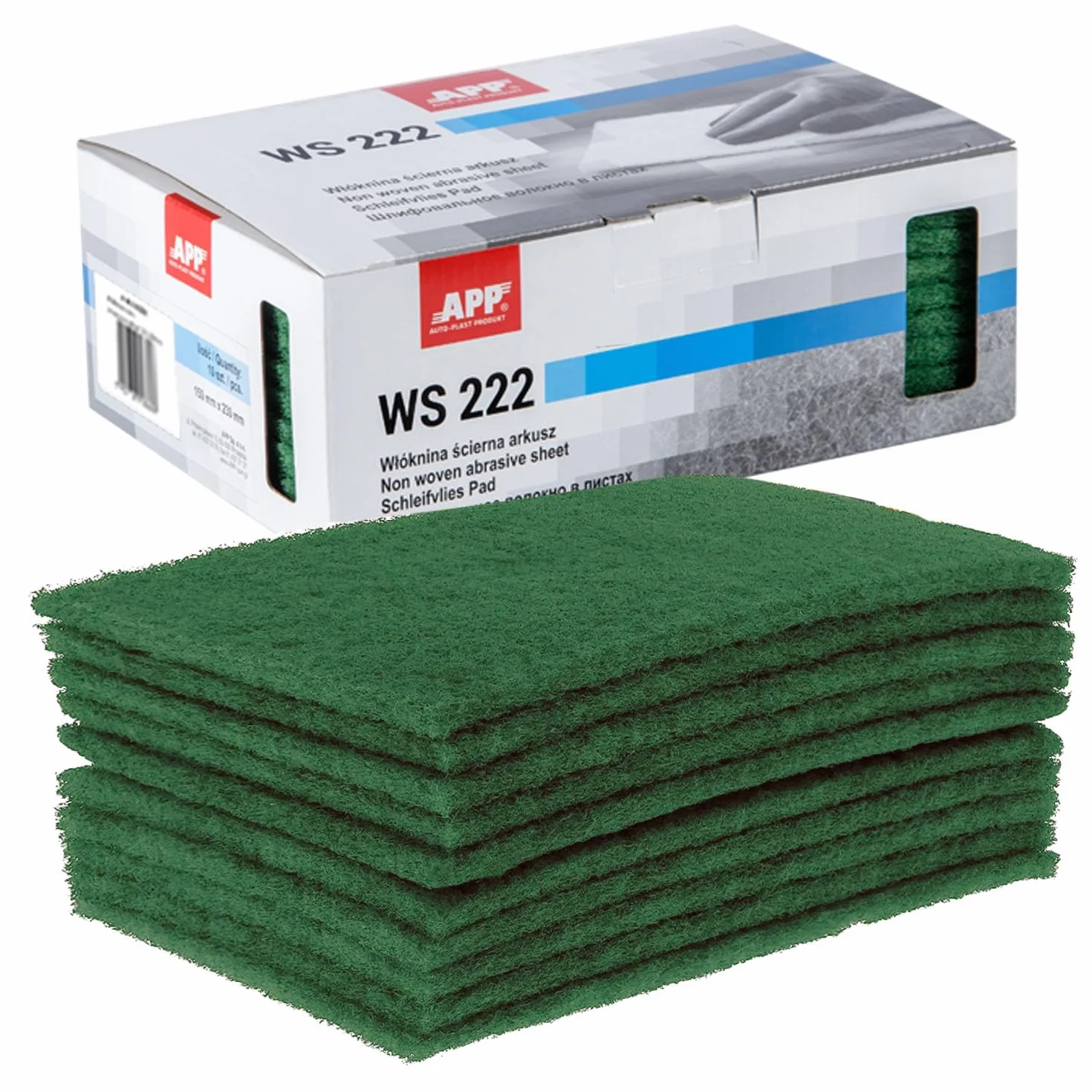Carta abrasiva in tessuto non tessuto 150 x 230 mm grana grossa 240-280 lotto da 10 verde per levigatrici su legno metallo acciaio inossidabile