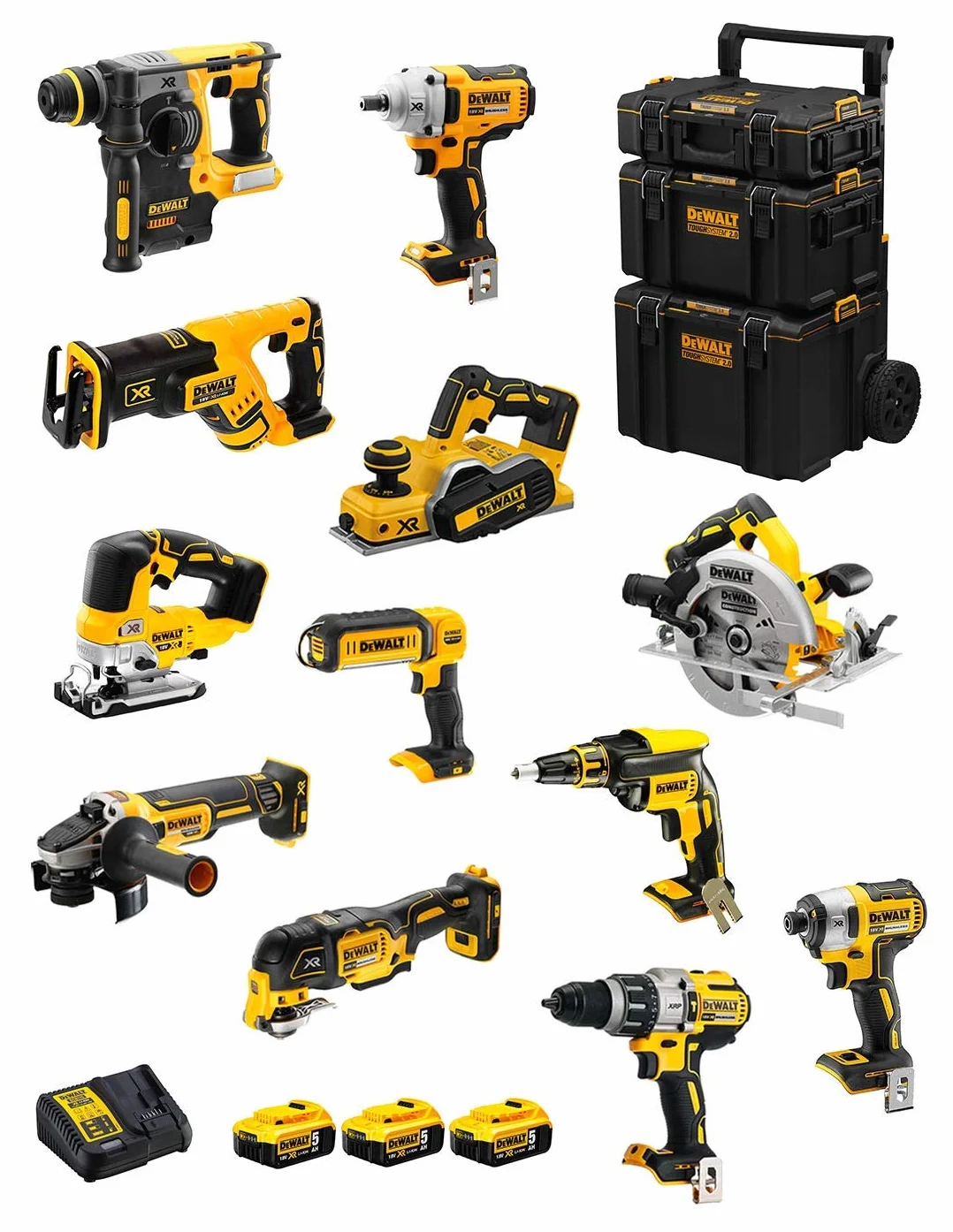 DeWALT DWK1201 Kit 18V XR 5,0 Ah 3 Batterie Caddy 3en1