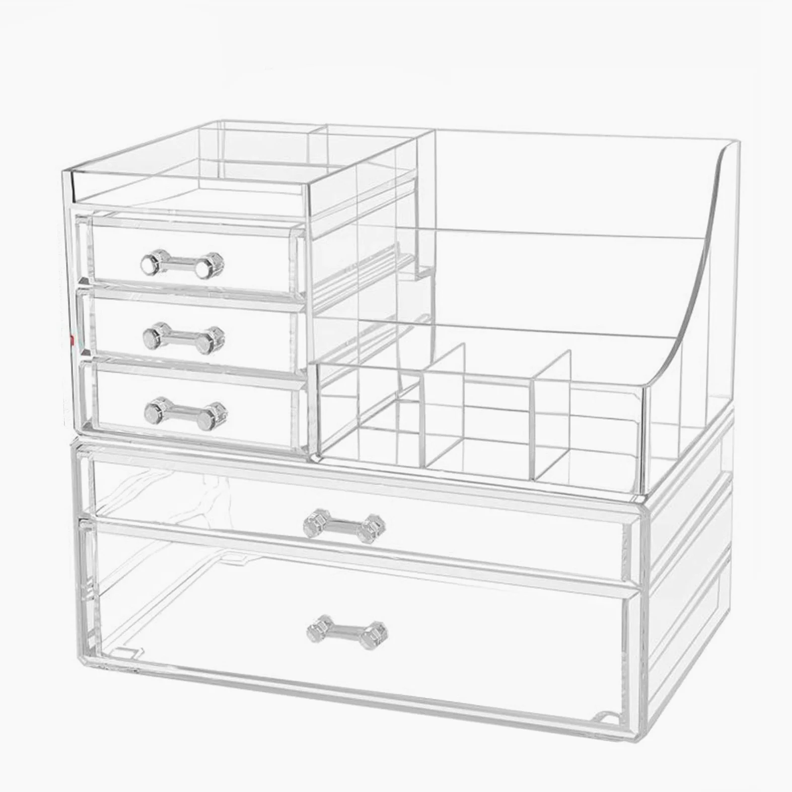 KUWAI - Espositore in acrilico trasparente, porta trucchi e organizer, organizer per cassetti in acrilico, scatola trasparente per cosmetici, organizer per trucchi, cassettiera da scrivania | organizer per cassetti in acrilico, scatola trasparente per cos
