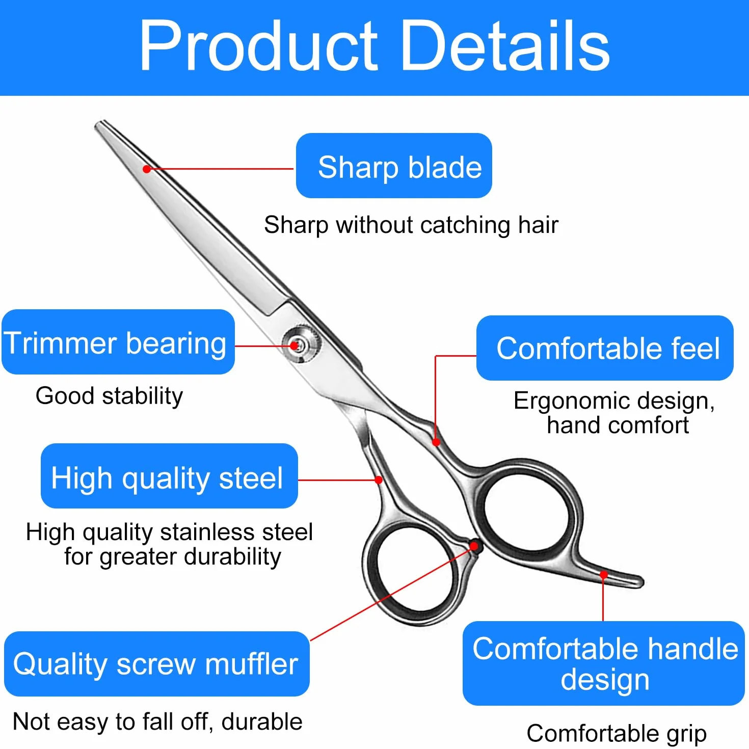 Forbici Parrucchiere Professionali, Forbici per Capelli in Acciaio Inossidabile, Forbici Capelli per Donna, Uomo, Bambino