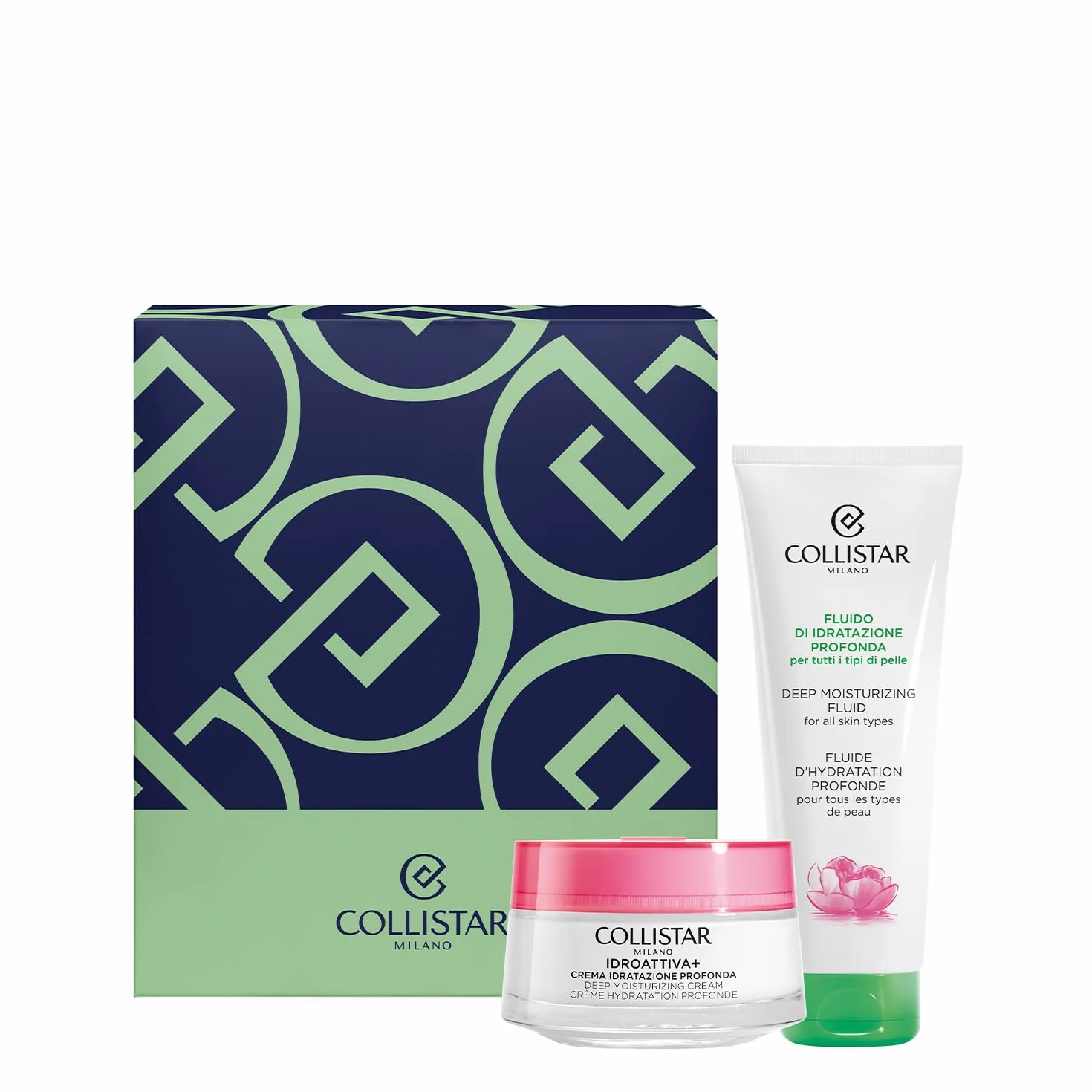 Collistar Cofanetto Viso, Crema Idratazione Profonda 50 ml + Fluido Idratazione Profonda 100 ml, Set Regalo Idratante e Protettivo, Formula Vegan
