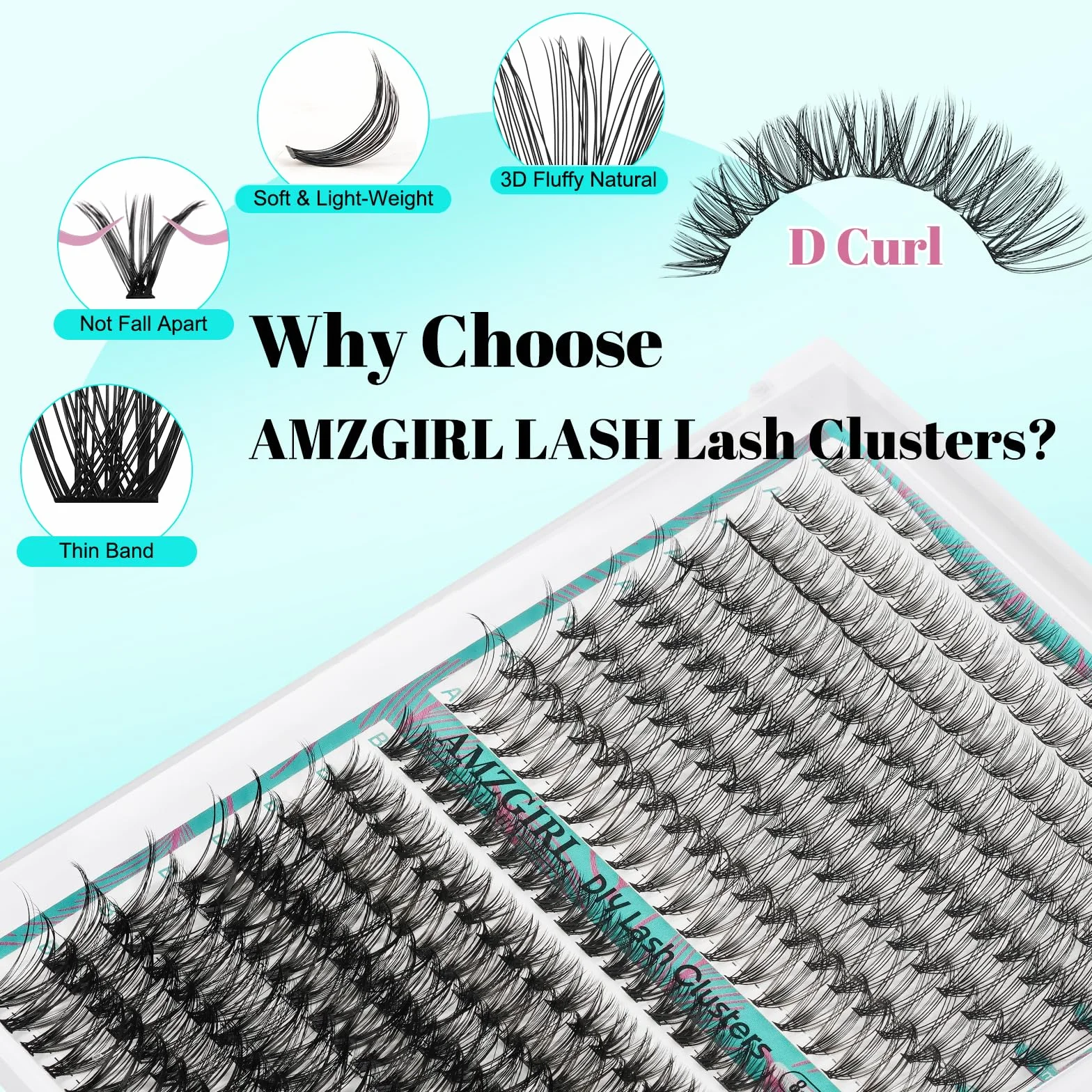 Natura Kit Ciglia Extension Ciuffetti Ciglia Finte Kit 320 pezzi 20D40D D Curl Ciglia Finte Lash Clusters Lash Bond e Seal,Glue Remover Pinzette Lash Applicator Tool（D-mix8-18mm Kit）