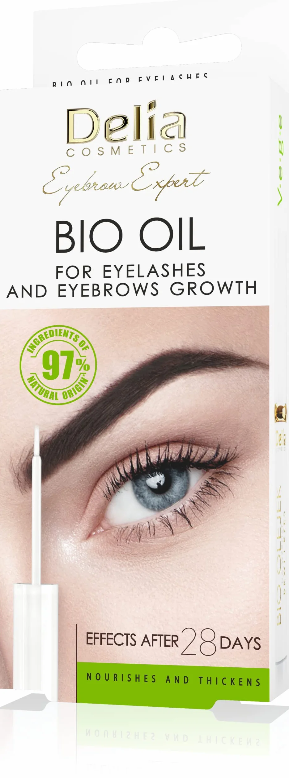 Delia Cosmetics - Olio Bio per Sopracciglia e Ciglia - Conditioner Vegano - Sopracciglia e Ciglia Allungate, Infoltite e Nutrite - Accelera la Crescita - Booster Naturale - 7ml