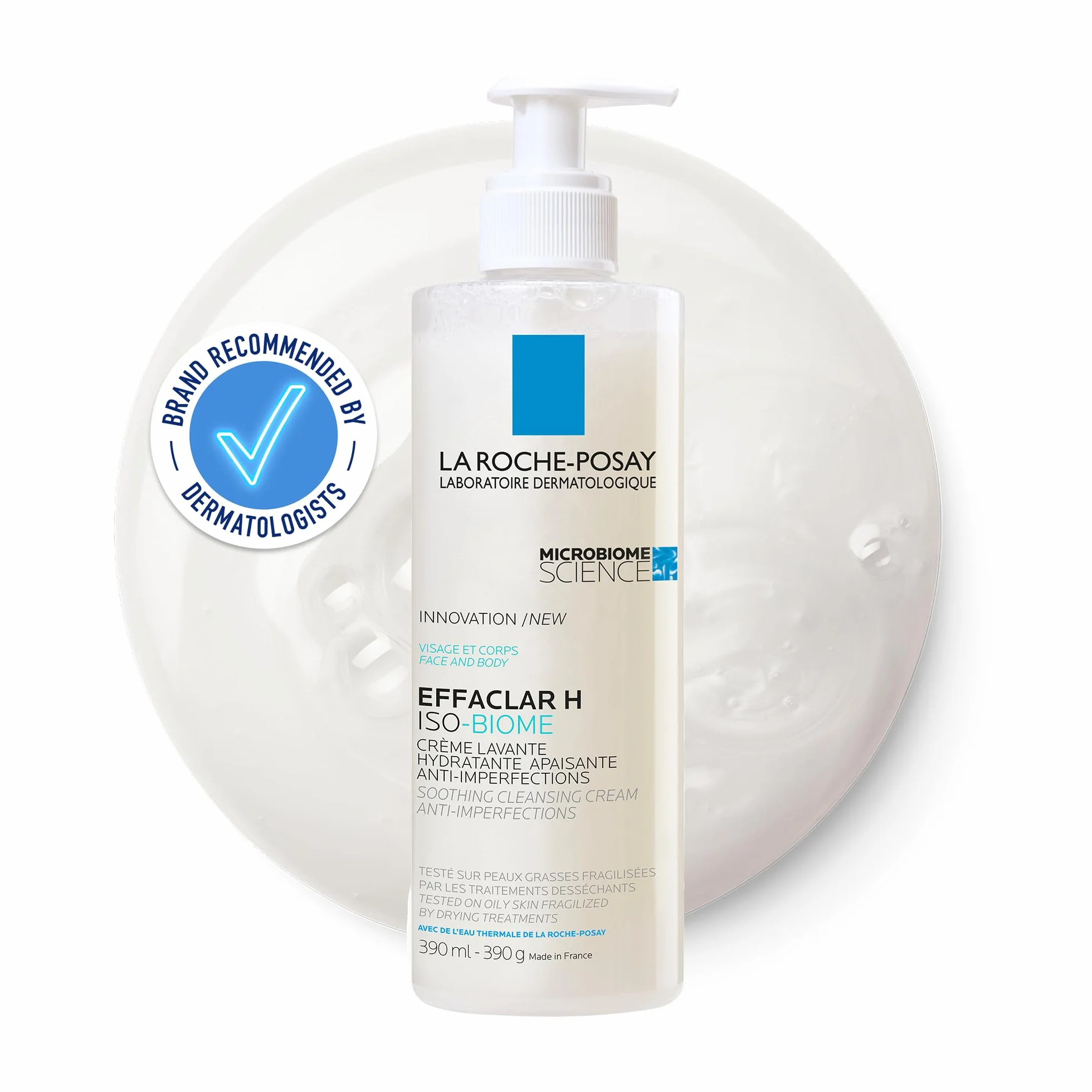 La Roche-Posay, Effaclar H Isobiome, Crema Detergente Anti-imperfezioni, Idrata e Lenisce la Pelle a Tendenza Acneica Indebolita dai Trattamenti, 390ml
