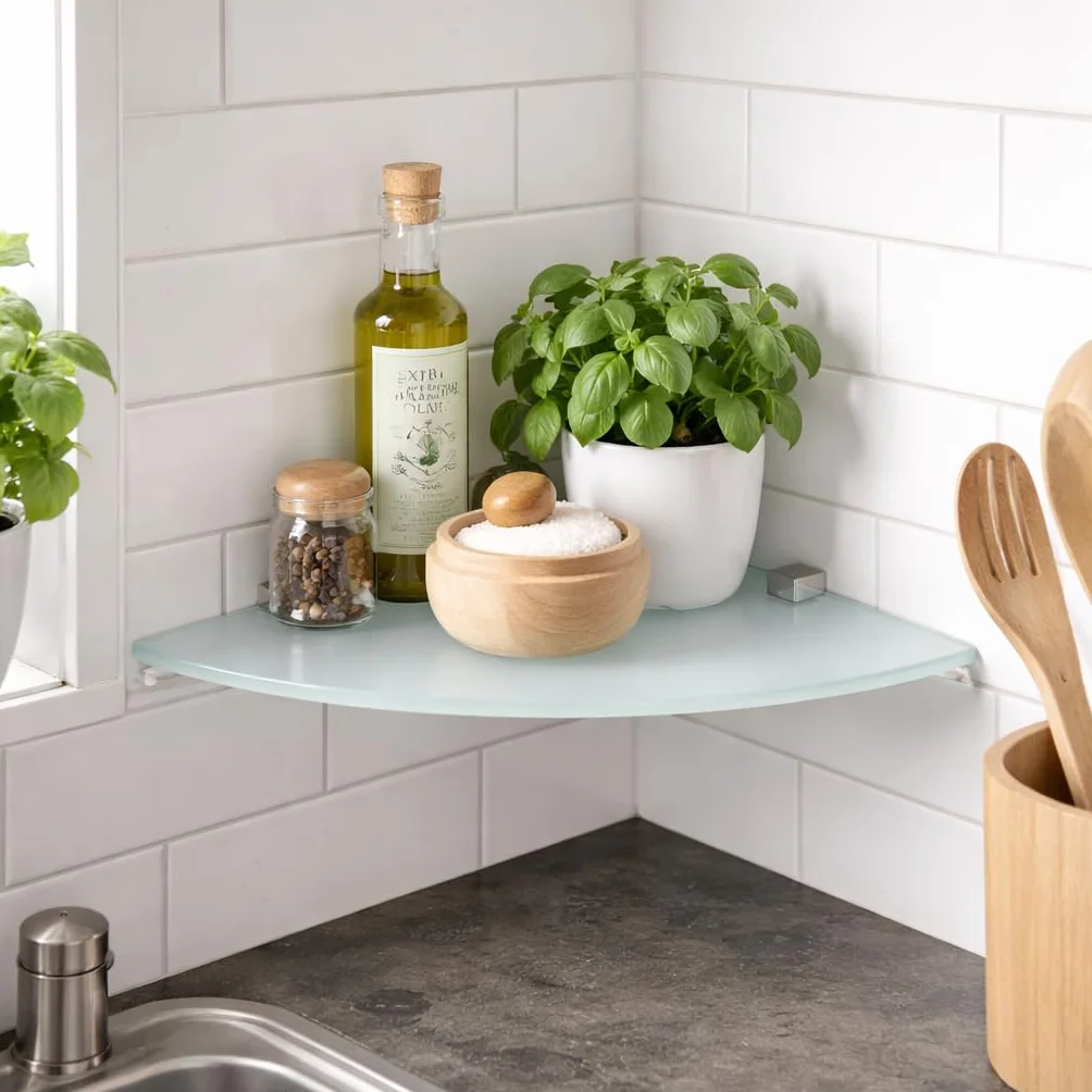 Mensola da parete in vetro di sicurezza 6 mm bianco satinato 35 x 35 cm