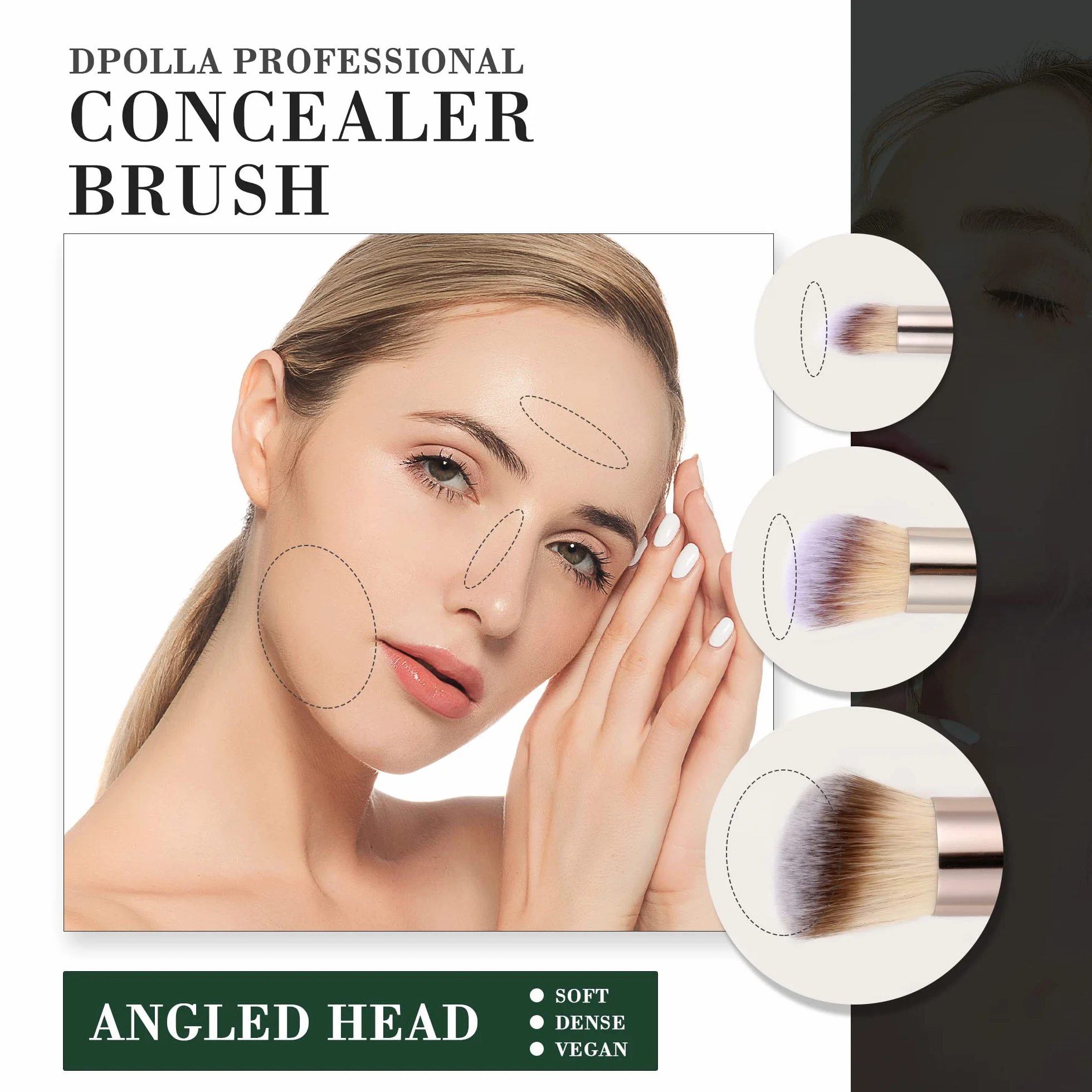 Pennello Fondotinta Liquido, 3 Pezzi Pennello Correttore Viso Blush Make Up Contouring, Perfetto Per Qualsiasi Look, Funziona Con Liquidi, Smalti, Creme, Modellanti, Fard e Ciprie Fissanti
