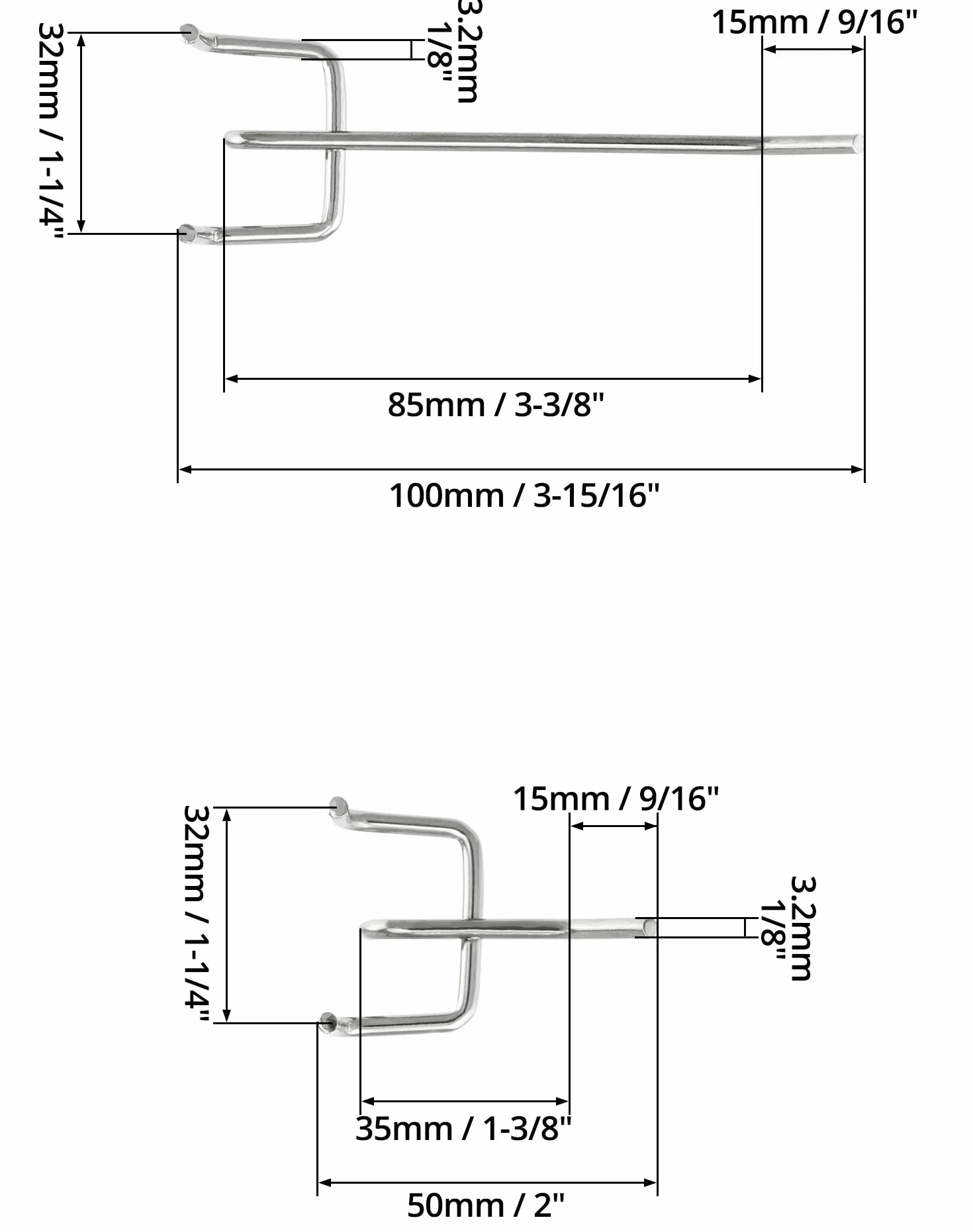 QWORK ganci per pannello forato portautensili 5 cm 10 cm
