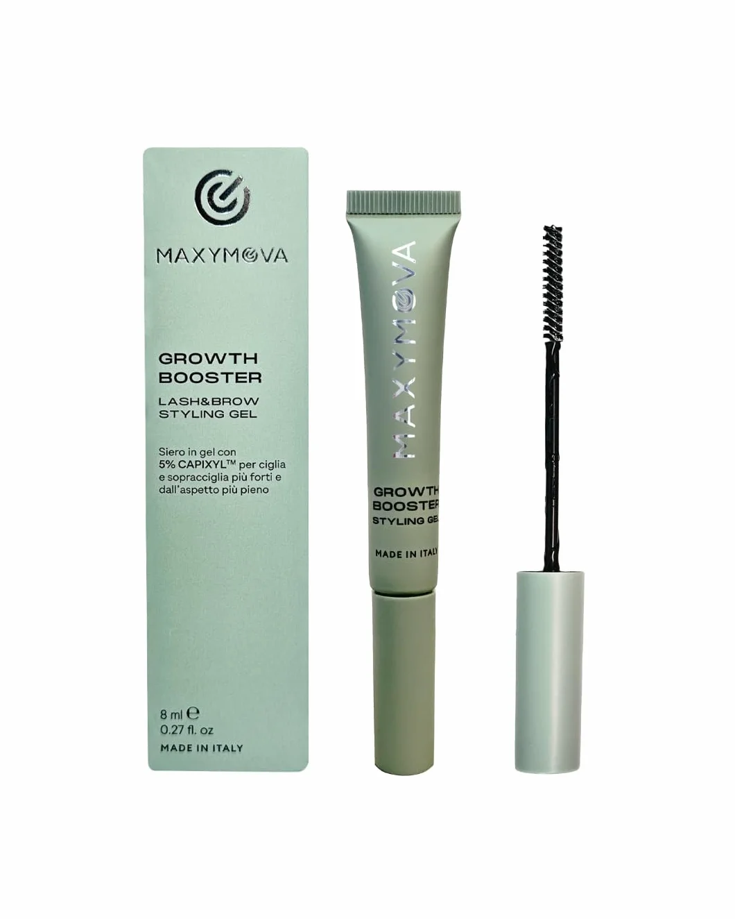 MAXYMOVA Growth Booster – Gel Siero Avanzato Ciglia e Sopracciglia con 5% Capixyl™ per ciglia e sopracciglia più forti e dall'aspetto più pieno e per fissare la curvatura dopo la Laminazione.