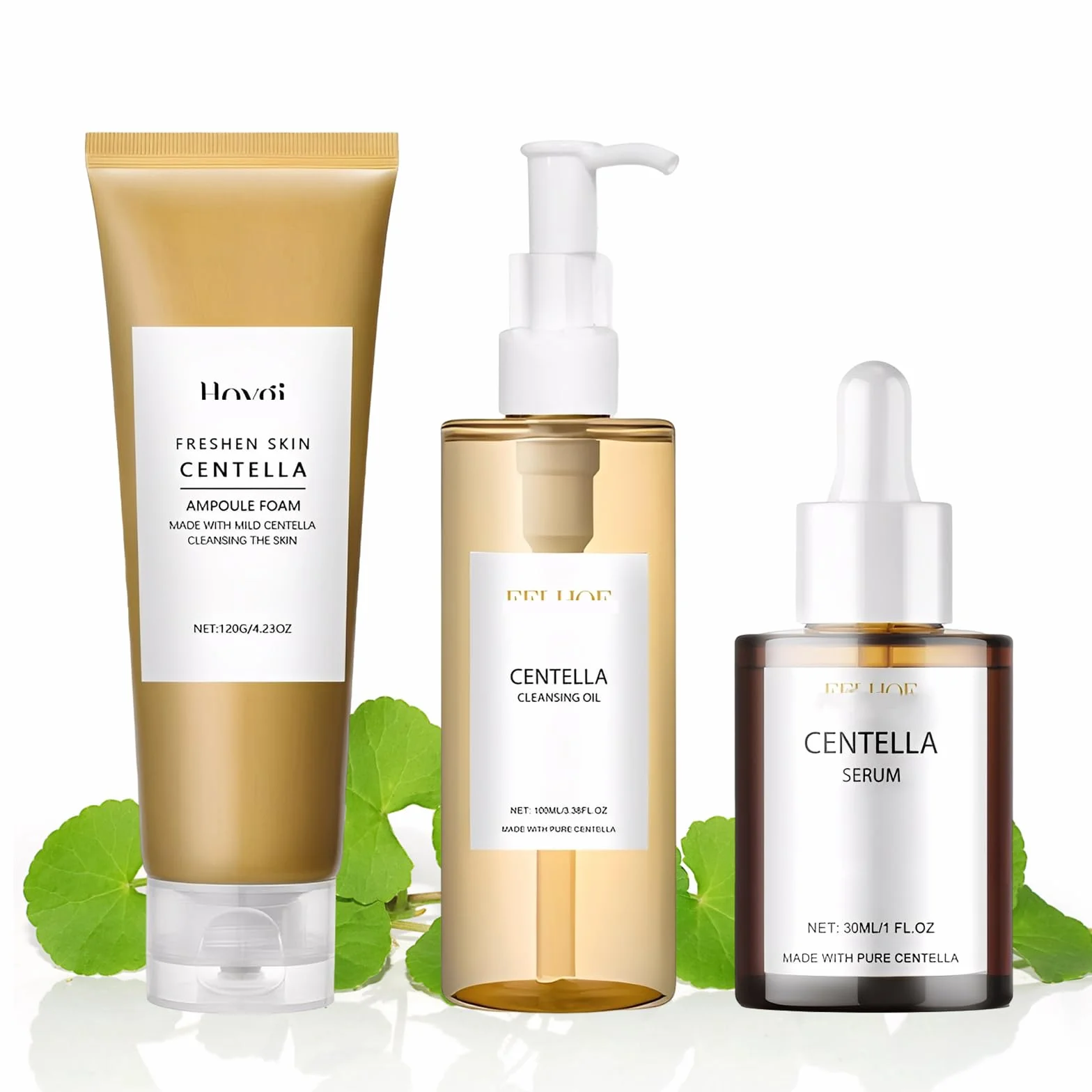 3 Pezzi Centella Skincare Kit, Centella Cleansing Oil, Centella Detergente Viso, Centella Siero Viso, Madagascar Centella Skincare, Idratante, Riduce i Pori, Adatto a Tutti i Tipi di Pelle