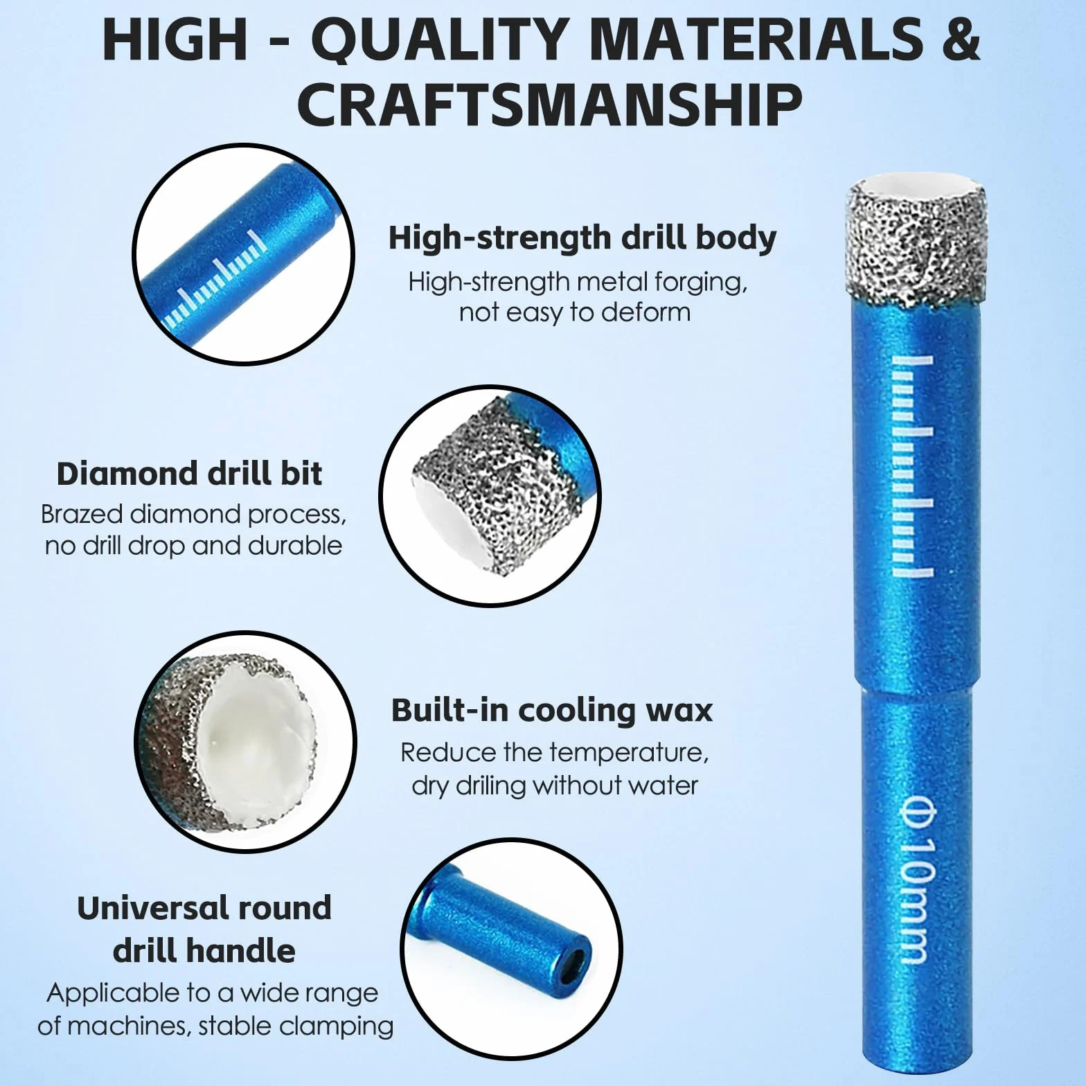 Punte per Gres Porcellanato Diamantate 5-14 mm, Frese per Piastrelle Vetro Ceramica Granito