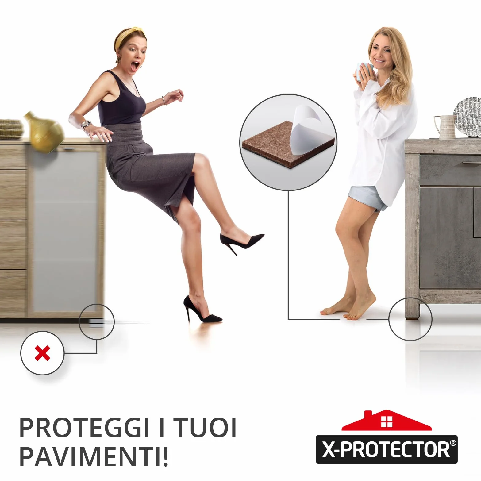 X-PROTECTOR Piedini antiscivolo gomma 50 mm 16 pz – Adesivi per mobili