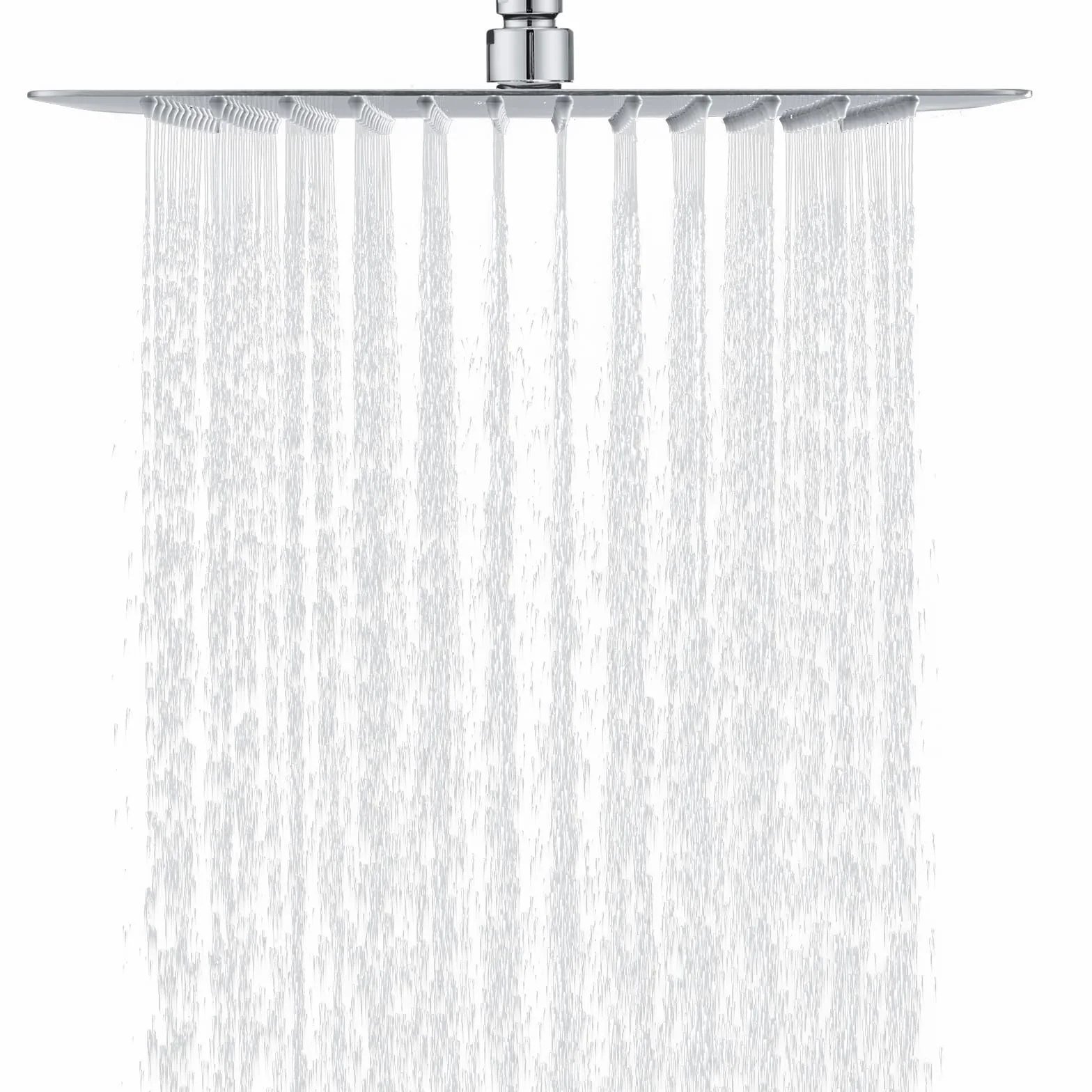 Soffione Doccia Fisso Quadrato 30x30 cm 304 Acciaio Inox Pioggia 144 Ugelli Silicone Anticalcare Regolabile 360° Cromo