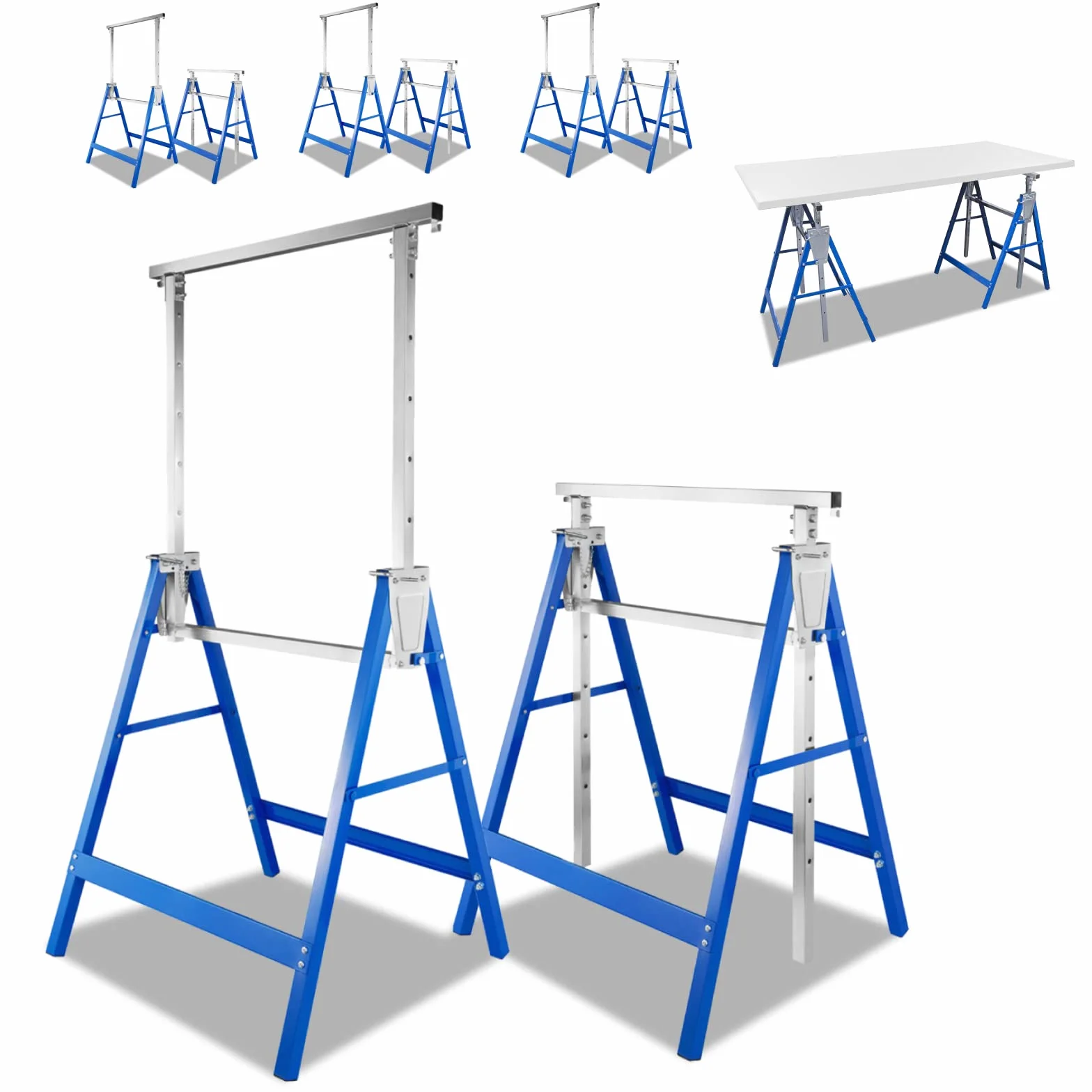Cavalletti telescopici per ponteggi regolabili in altezza 80-130 cm metallo portata massima set di 6