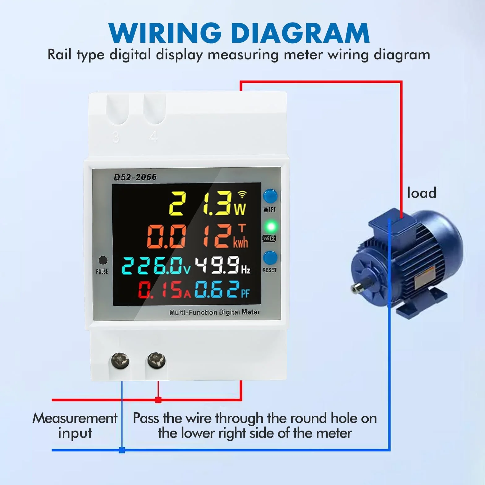 Contatore di Energia guida DIN 6 in 1 Digitale 1 Fase 2 Fili LCD Voltmetro Amperometro Multifunzione AC40-300V 100A