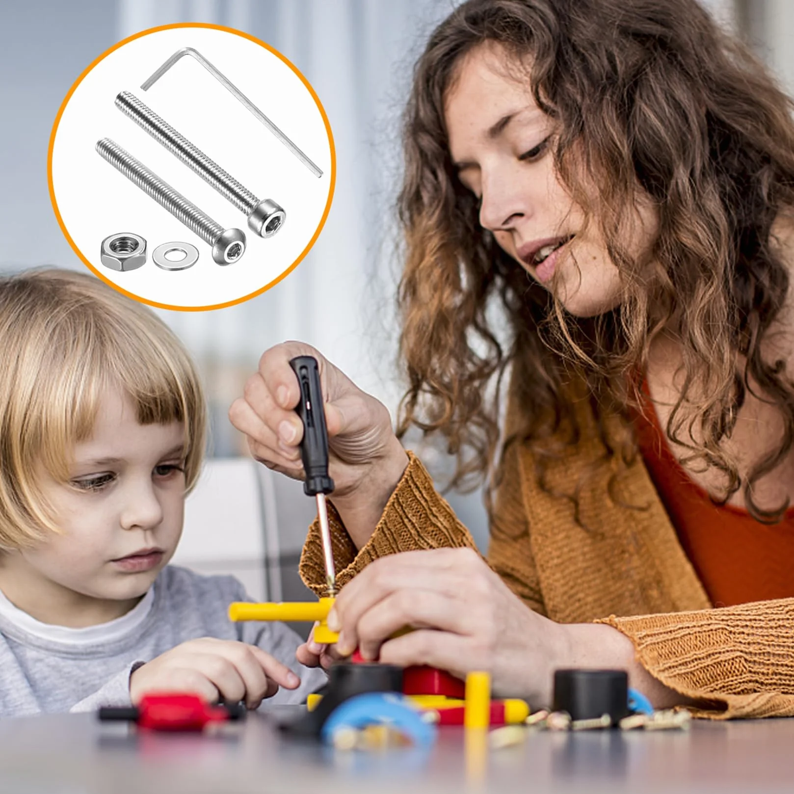 Set di Viti M2,5 Acciaio Inox 840 Pezzi Esagono Incassato Testa Bombata Dadi Rondelle