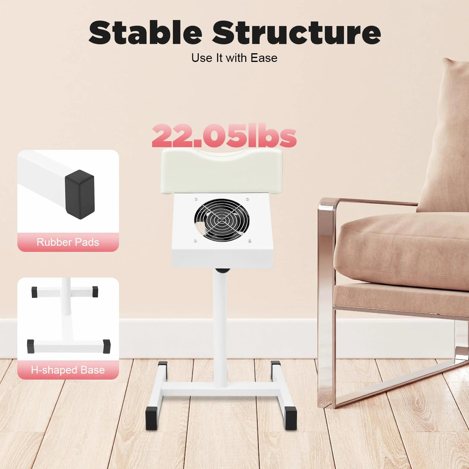 Sgabello per pedicure, sedia per pedicure, mobilePoggiapiedi stabile, ventilazione anti polvere, altezza regolabile 48-68 cm, carico 10 kg, per la casa, il soggiorno, la spa, il massaggio, il salone