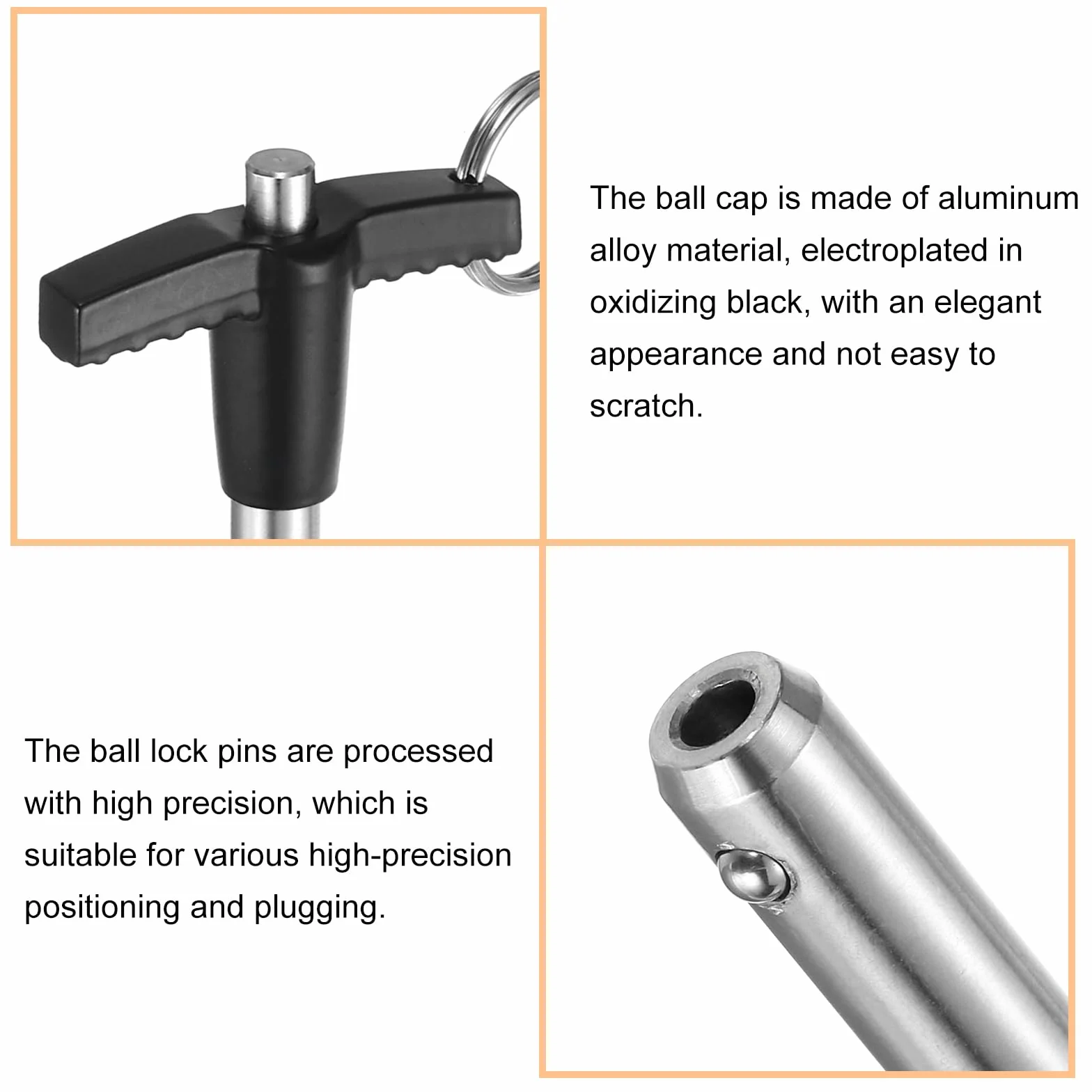 QUARKZMAN 2pz Pin di Blocco a Maniglia a T 8mm x 30mm Acciaio Inossidabile Rilascio Rapido a Pulsante