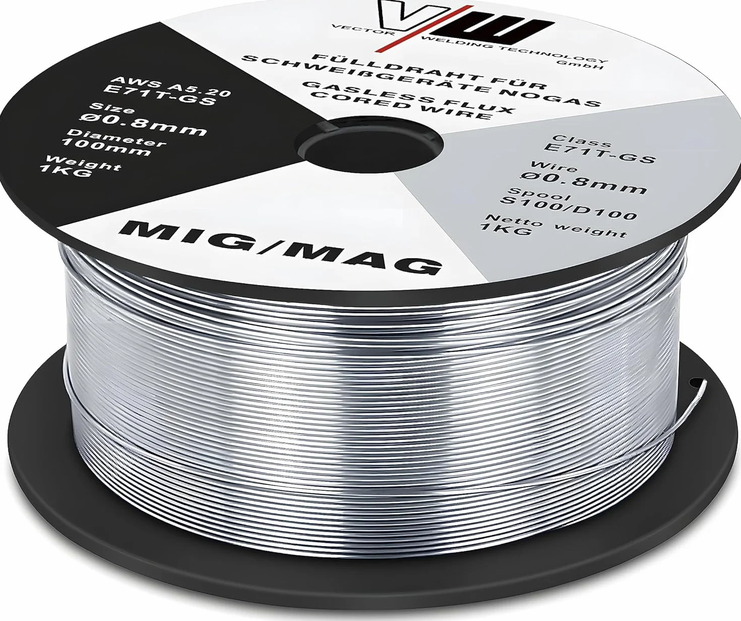 VECTOR WELDING Filo Animato E71T-GS 0,8mm 3KG Bobina MIG MAG D100 Saldatura Universale